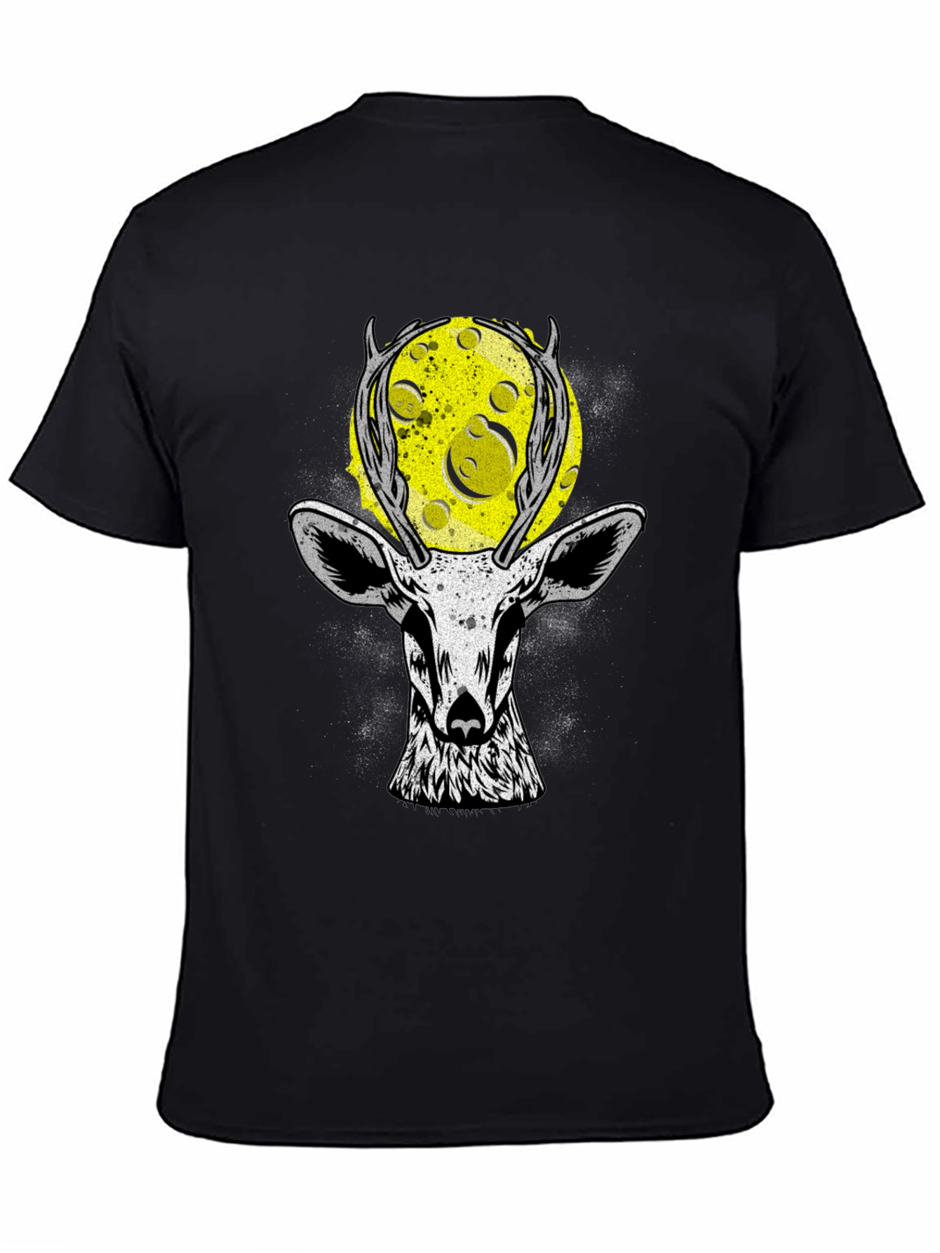 Deer Moon Graphic T-Shirt - Black Cotton Tee