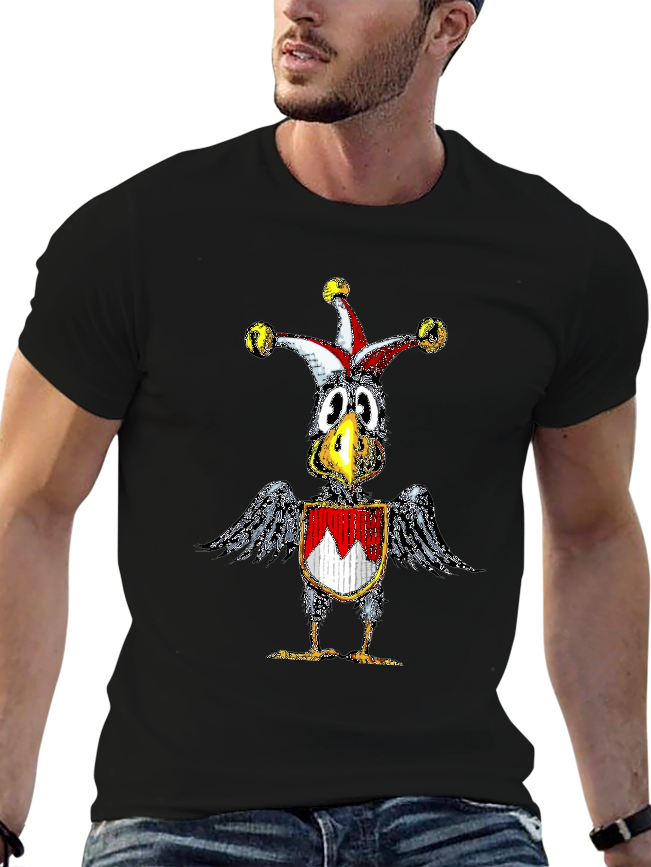 Whimsical Crow Jester Graphic Tee