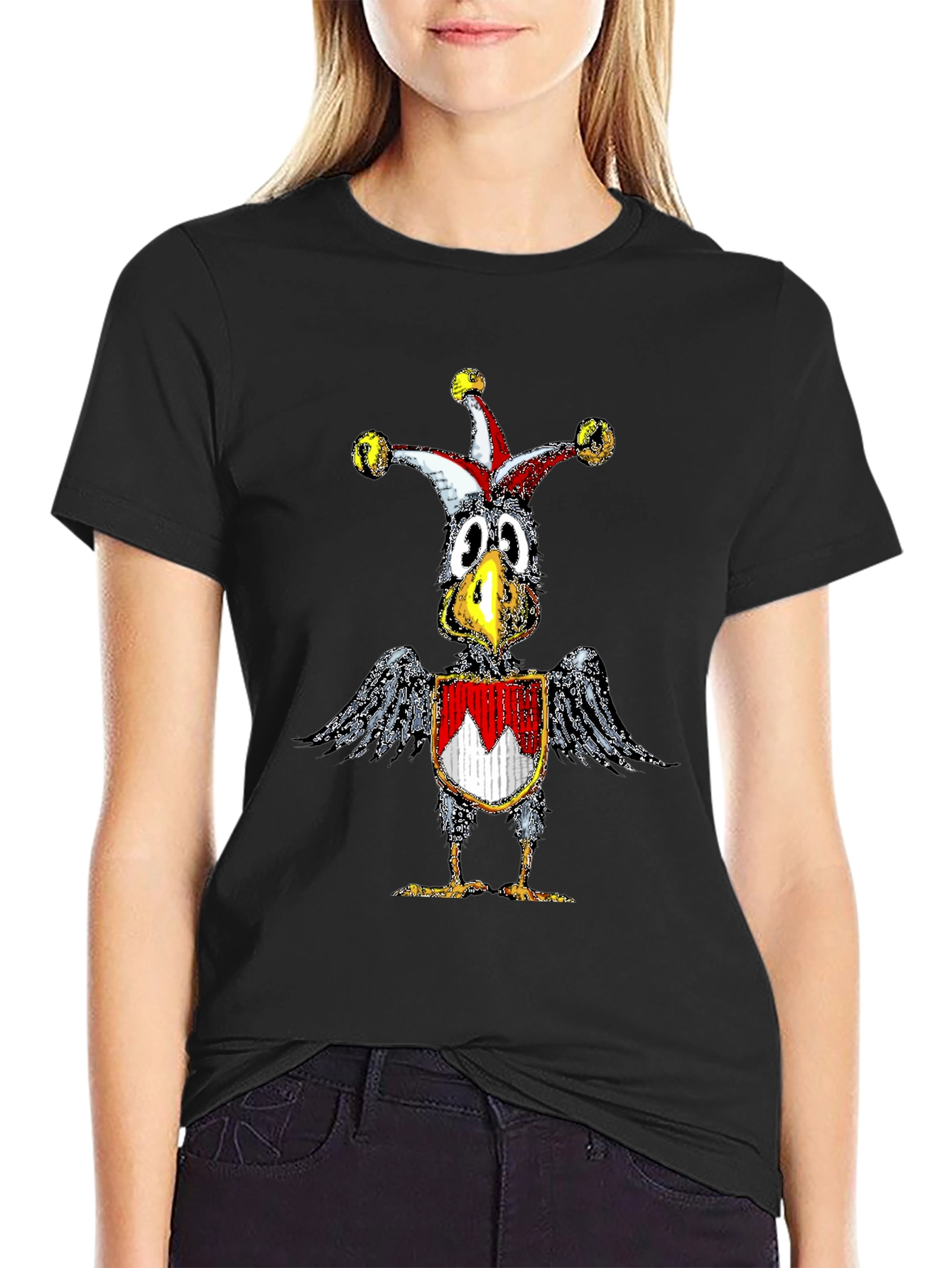 Whimsical Crow Jester Graphic Tee