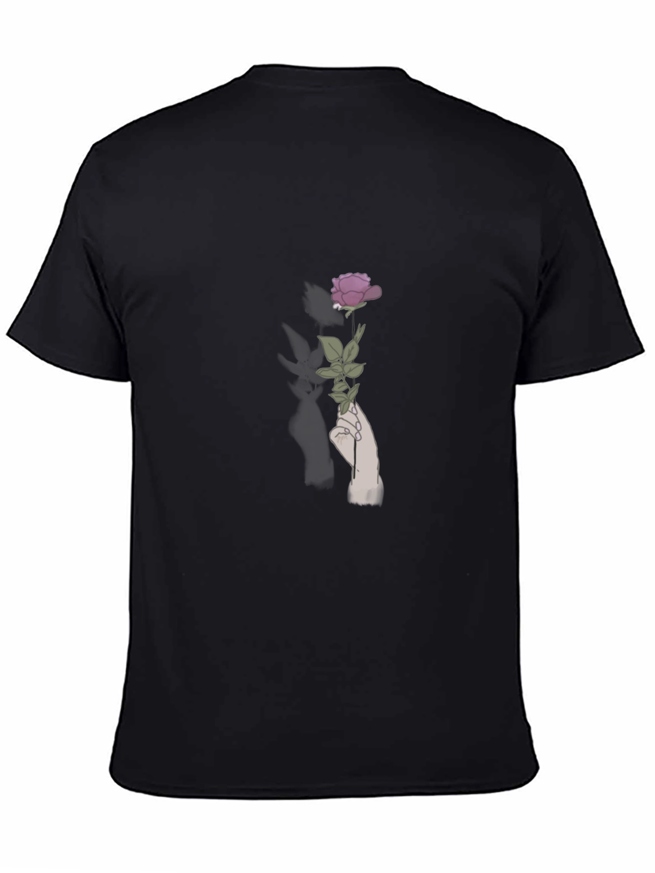 Rose in Hand Graphic Tee - Stylish Black T-Shirt
