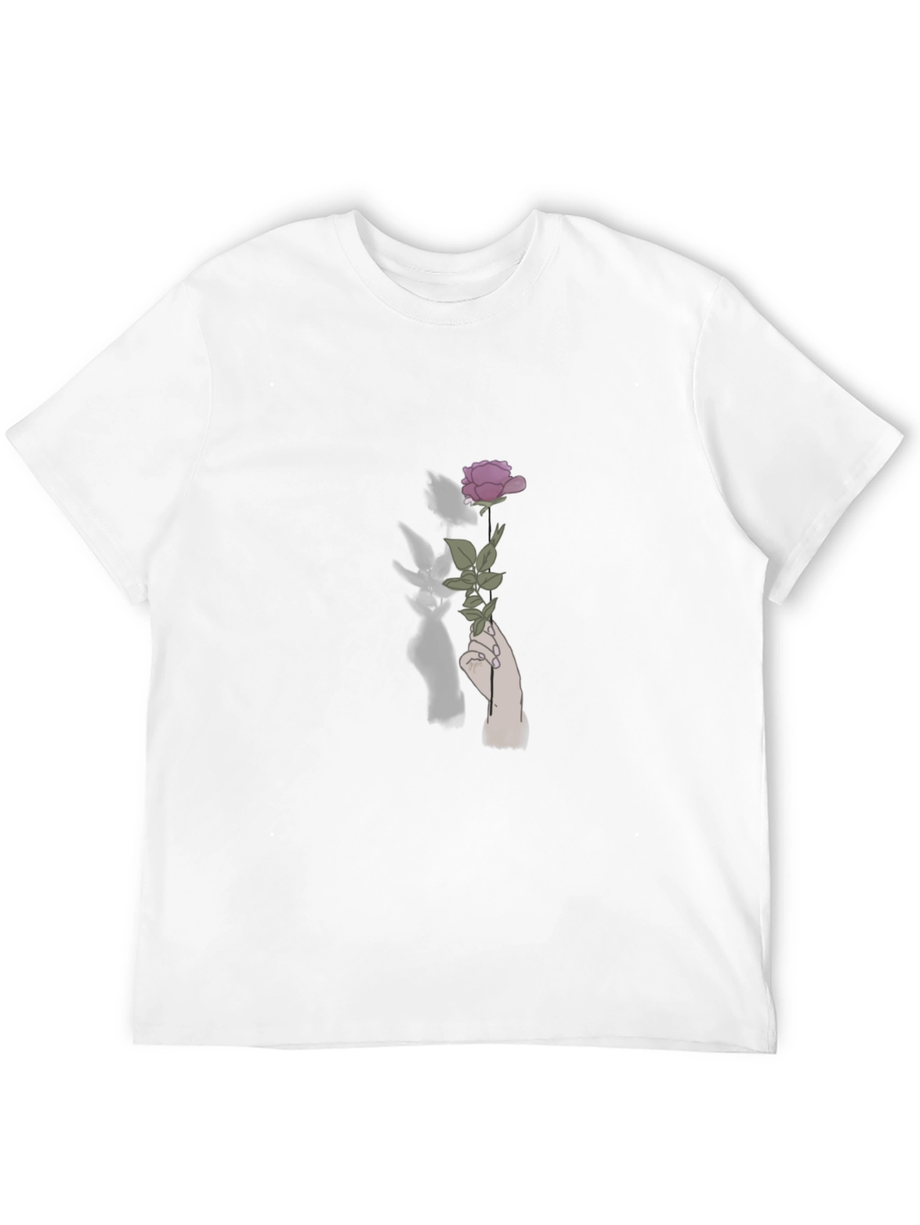Rose in Hand Graphic Tee - Stylish Black T-Shirt