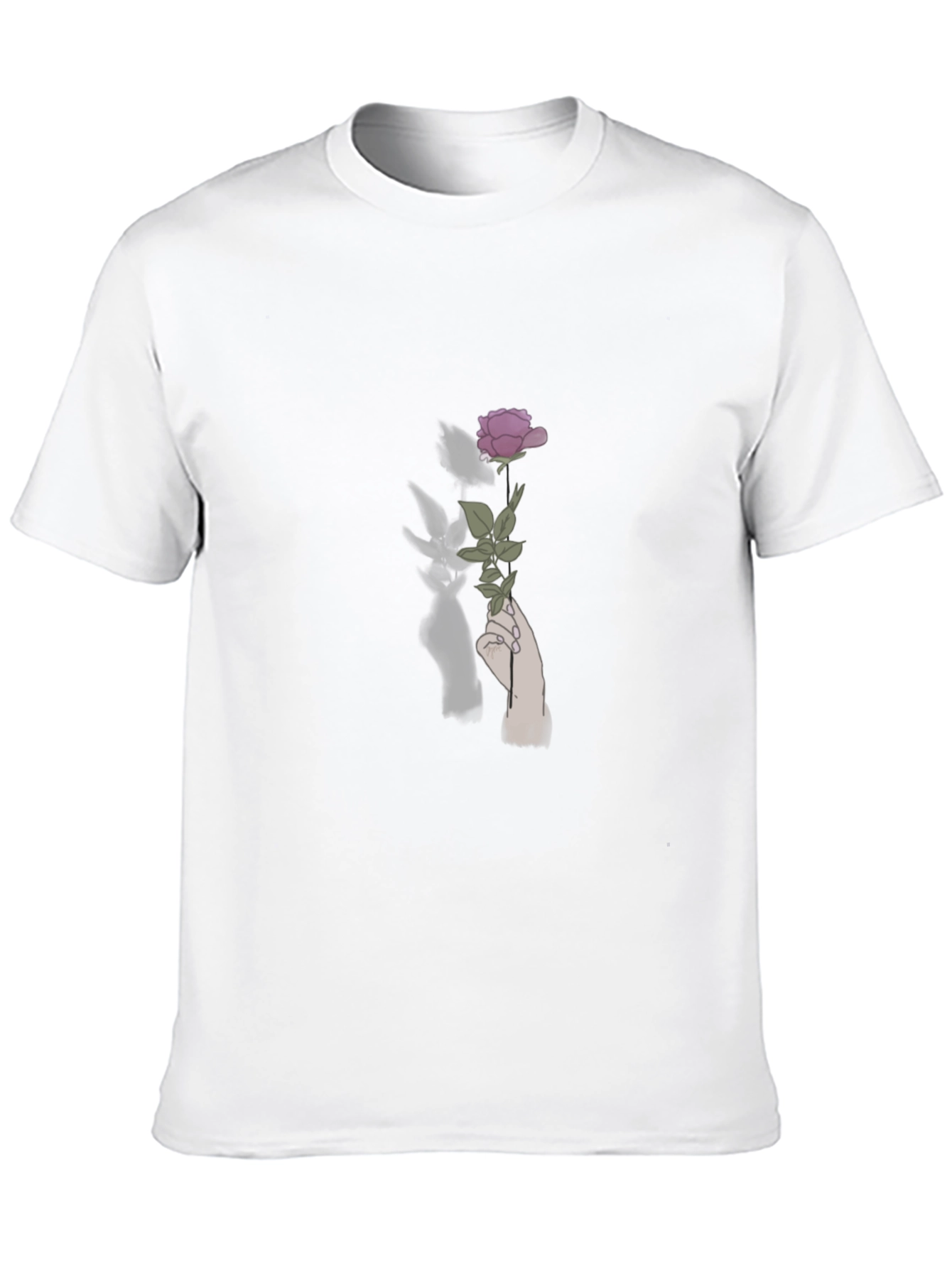 Rose in Hand Graphic Tee - Stylish Black T-Shirt