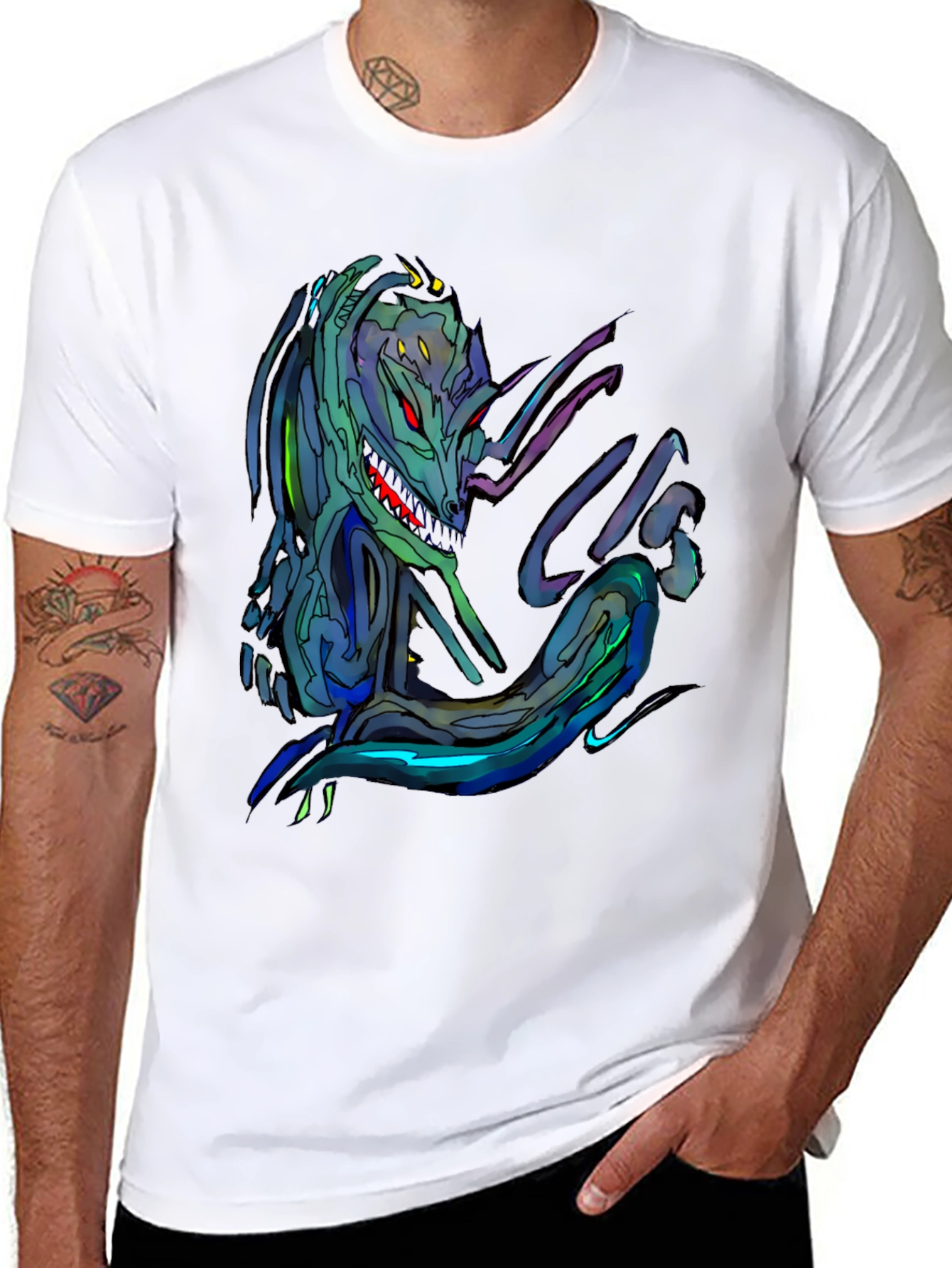 Alien Creature Graphic Tee - Mens Black T-Shirt