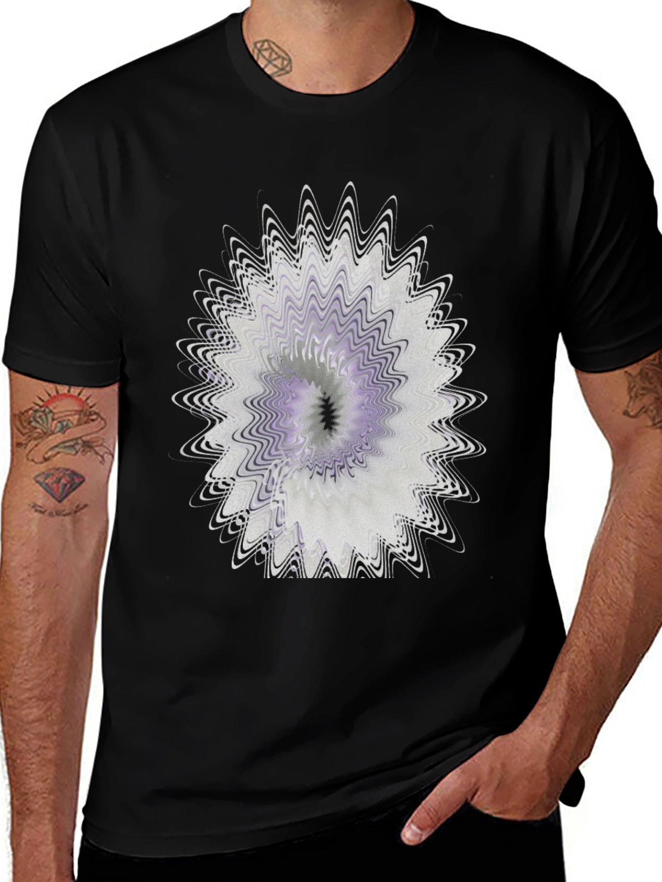 Abstract Floral Graphic Black T-Shirt