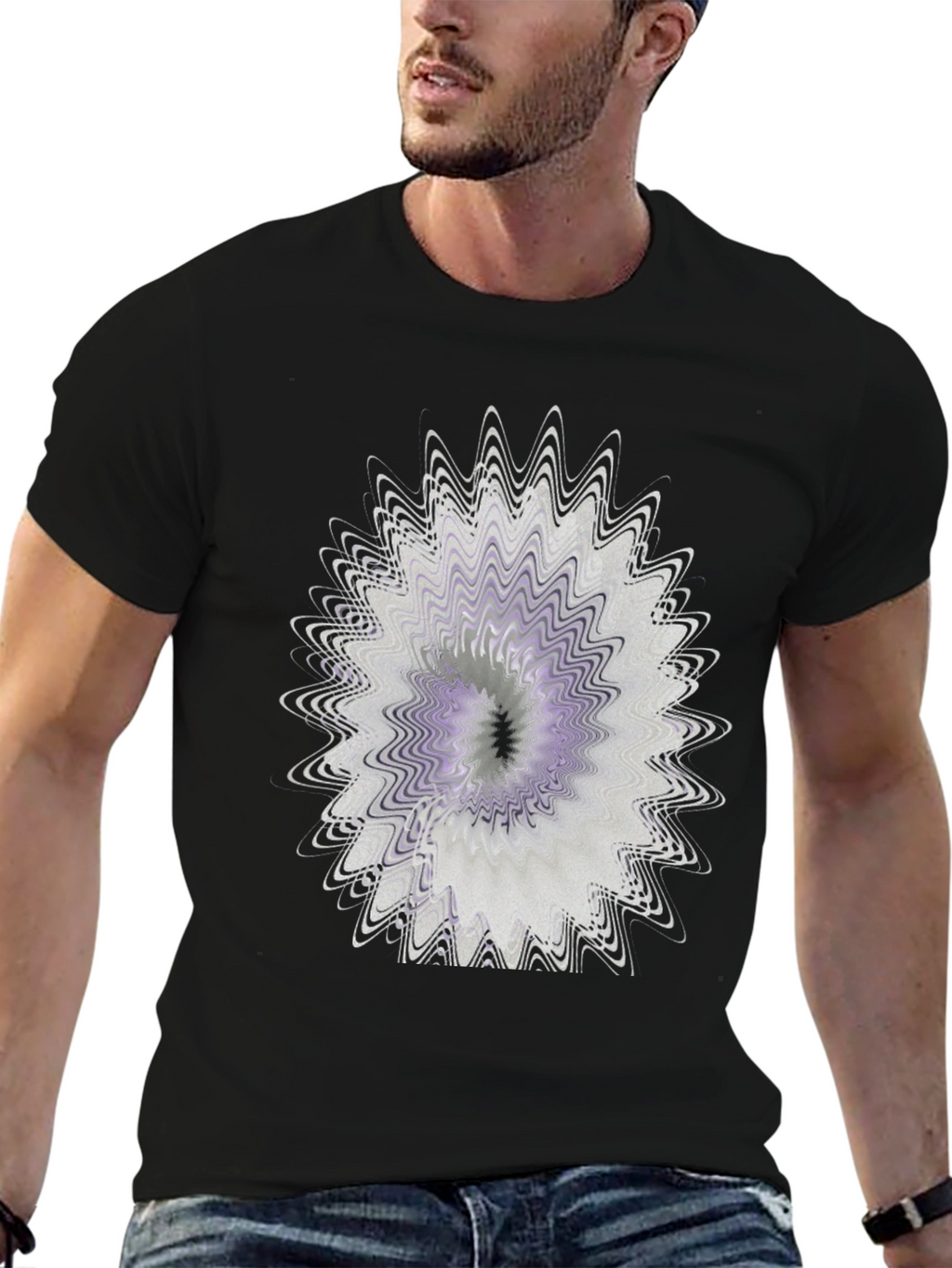 Abstract Floral Graphic Black T-Shirt