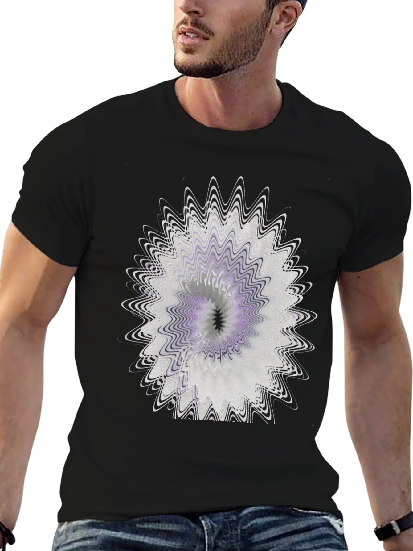 Abstract Floral Graphic Black T-Shirt