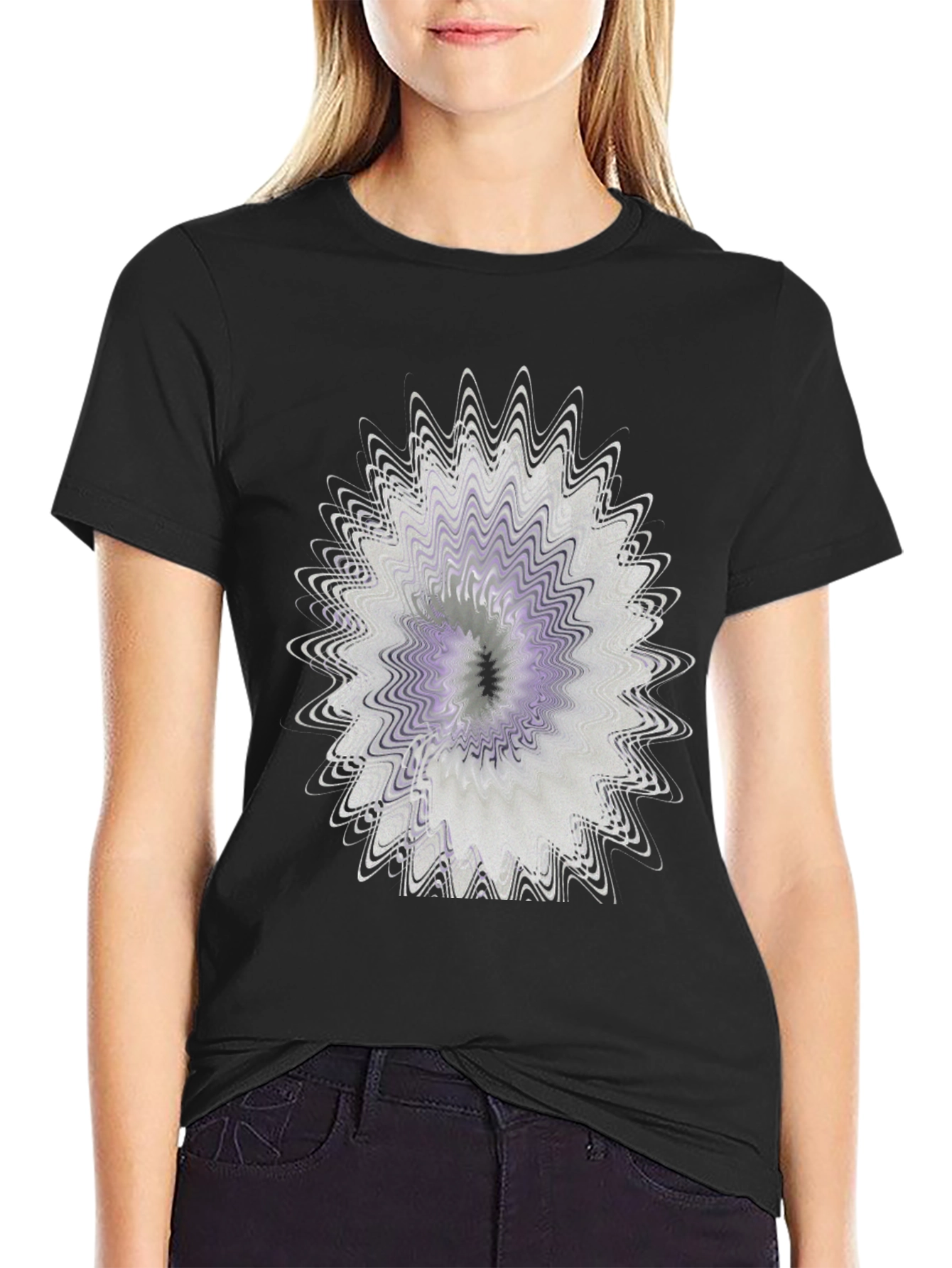 Abstract Floral Graphic Black T-Shirt