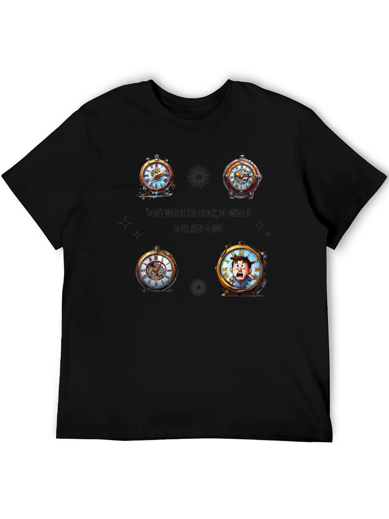 Clock Graphic Black T-Shirt - Time Traveler Design