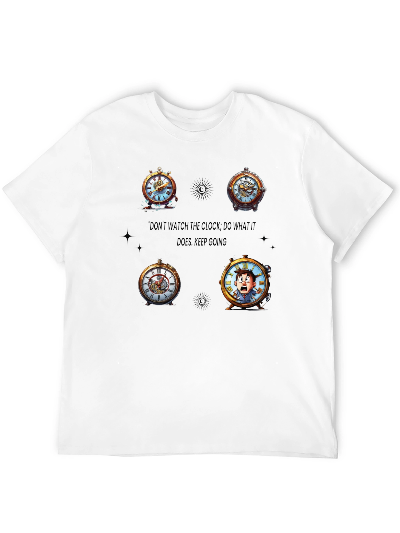 Clock Graphic Black T-Shirt - Time Traveler Design