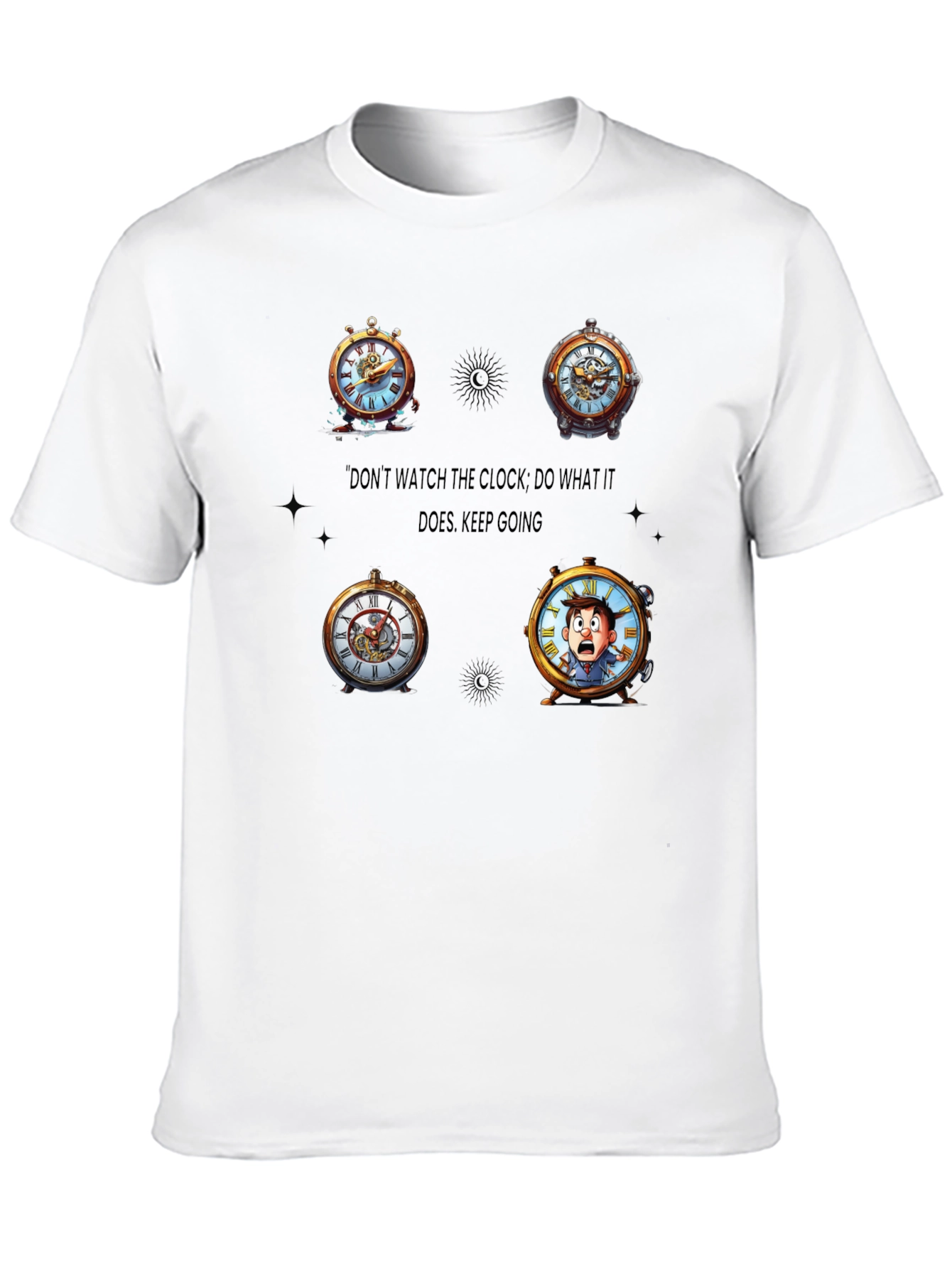 Clock Graphic Black T-Shirt - Time Traveler Design