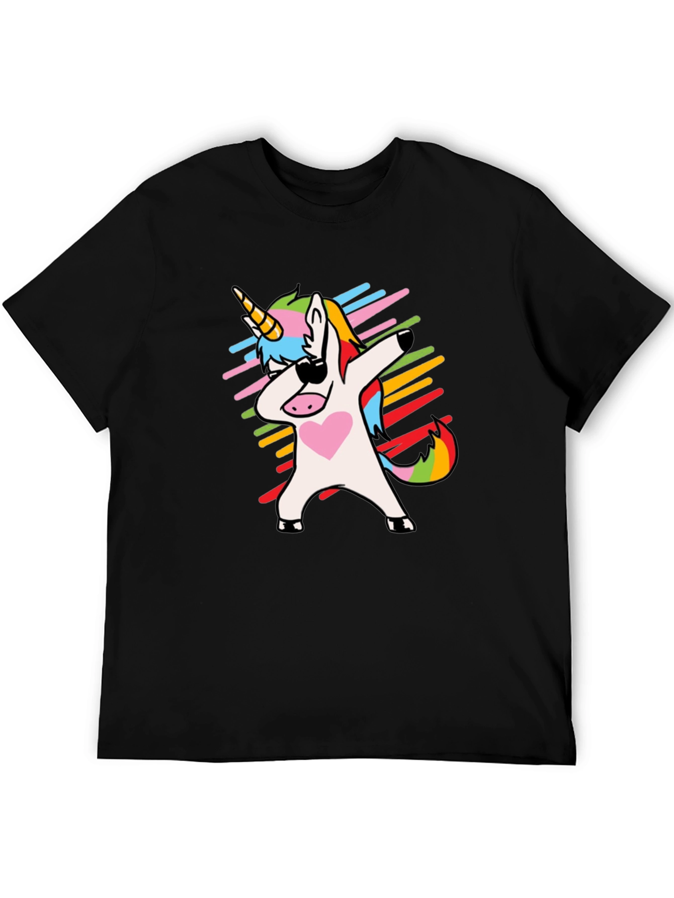 Dabbing Unicorn Graphic Tee - Trendy Black T-Shirt