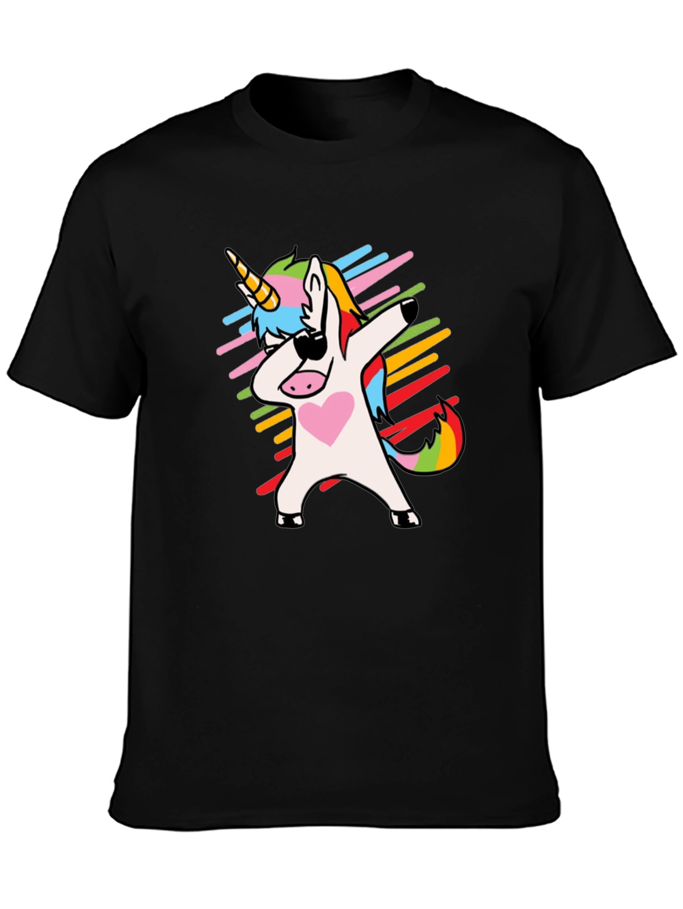 Dabbing Unicorn Graphic Tee - Trendy Black T-Shirt