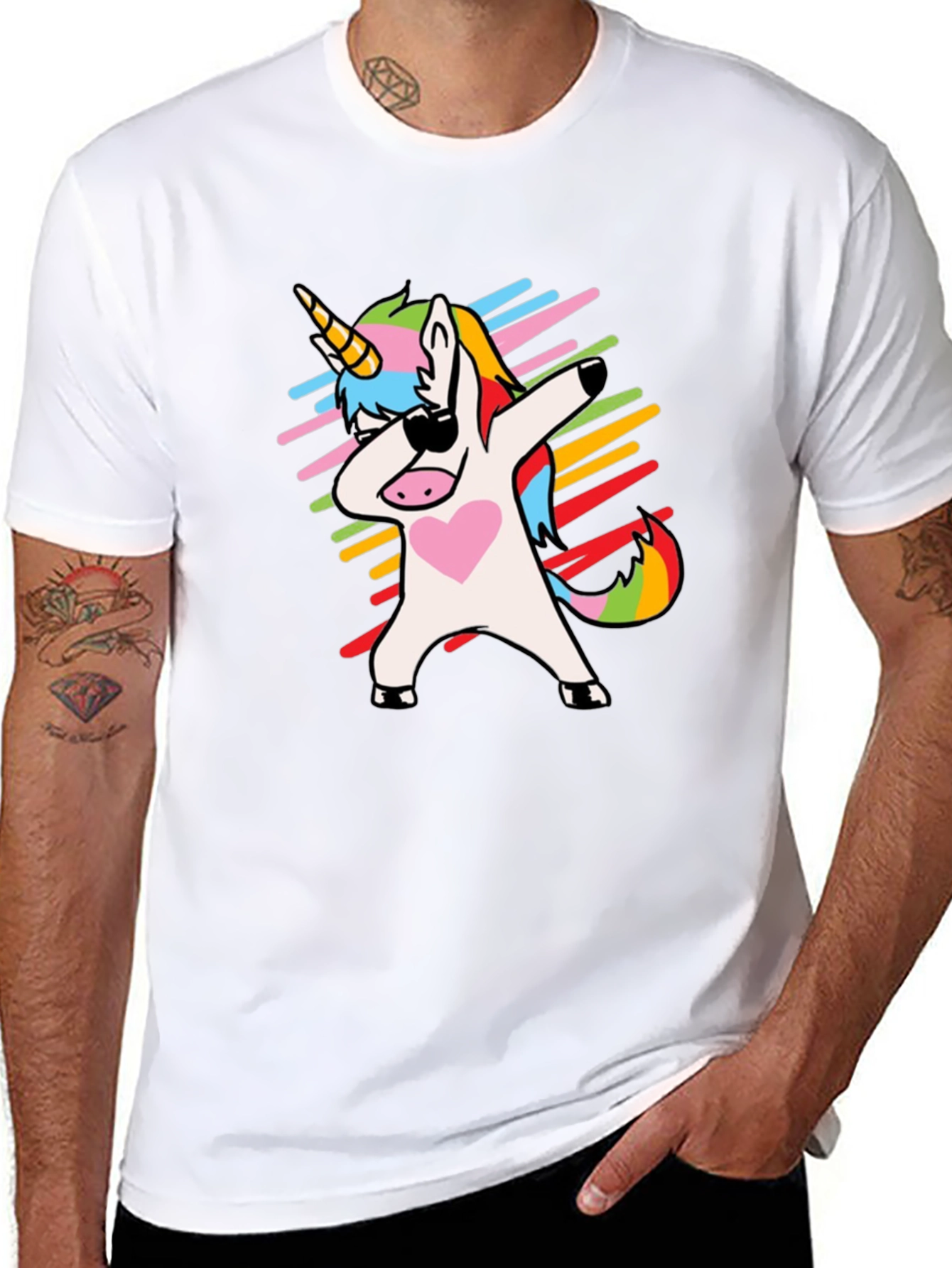 Dabbing Unicorn Graphic Tee - Trendy Black T-Shirt