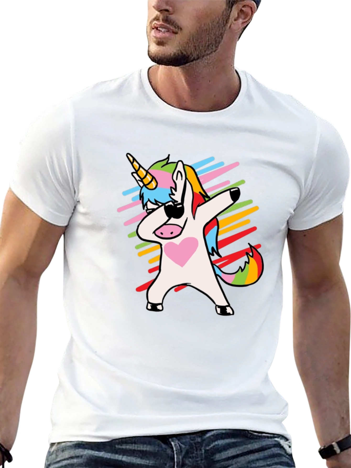 Dabbing Unicorn Graphic Tee - Trendy Black T-Shirt