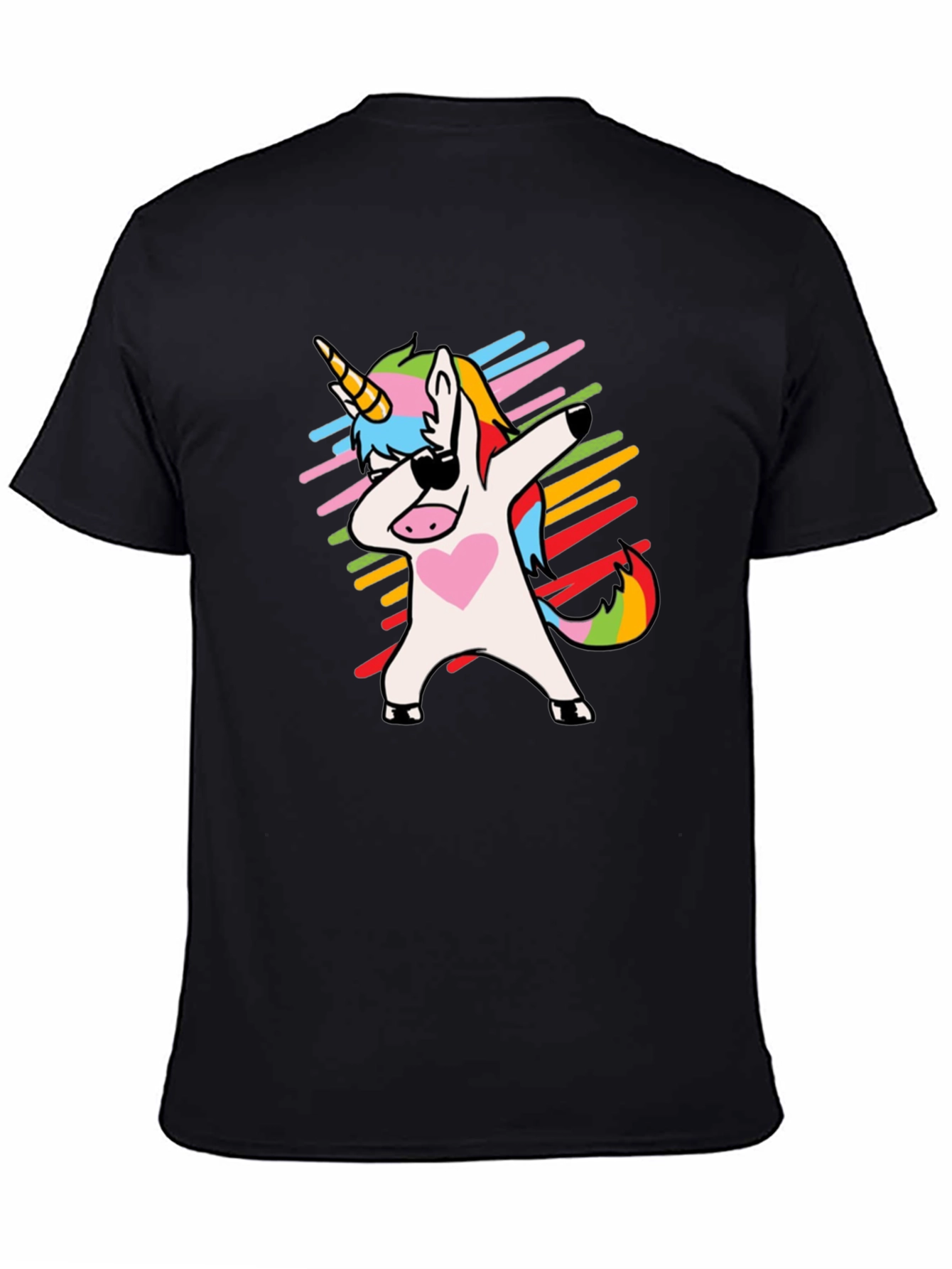 Dabbing Unicorn Graphic Tee - Trendy Black T-Shirt