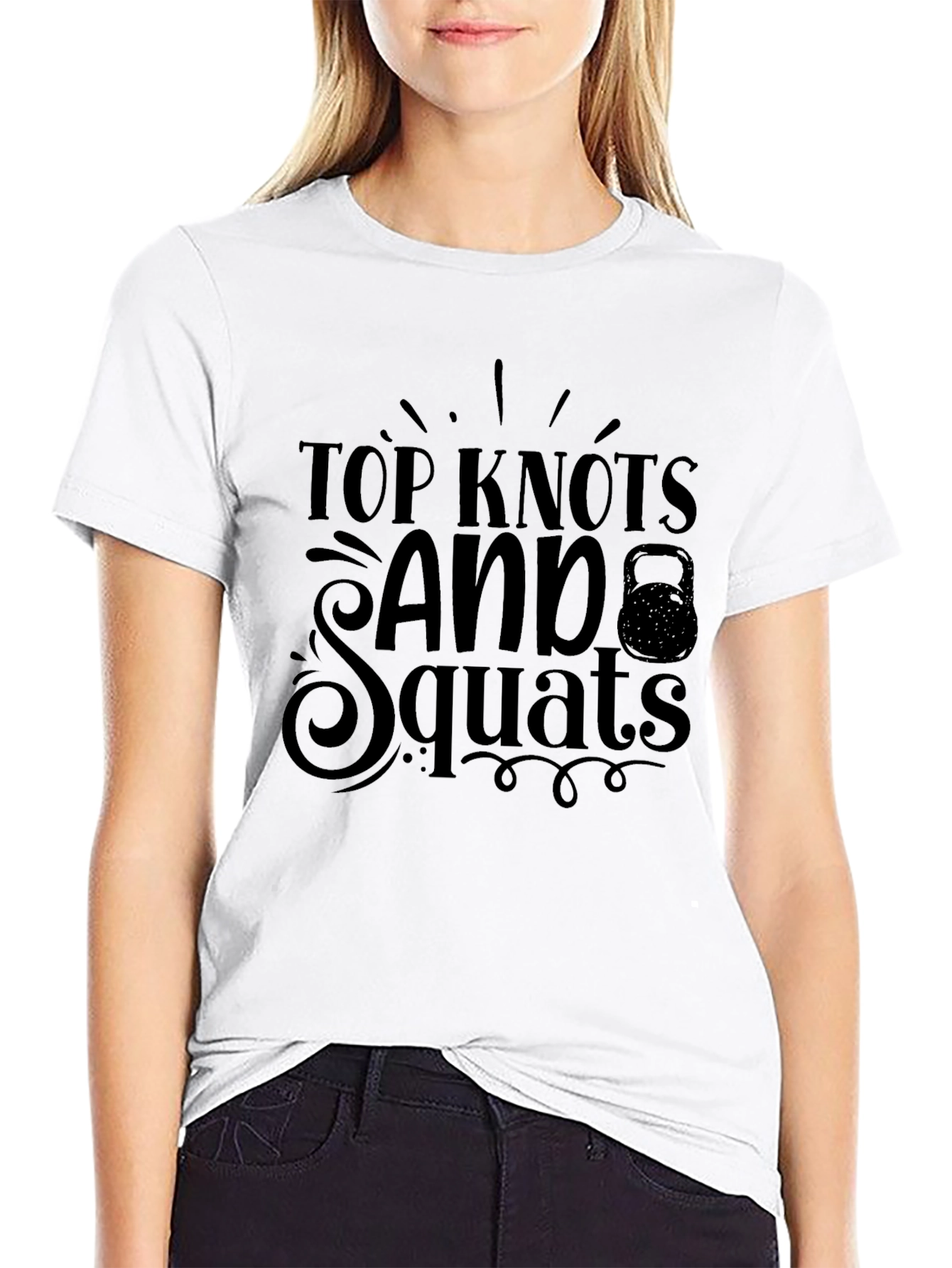 Top Knots & Squats Graphic Tee - Black