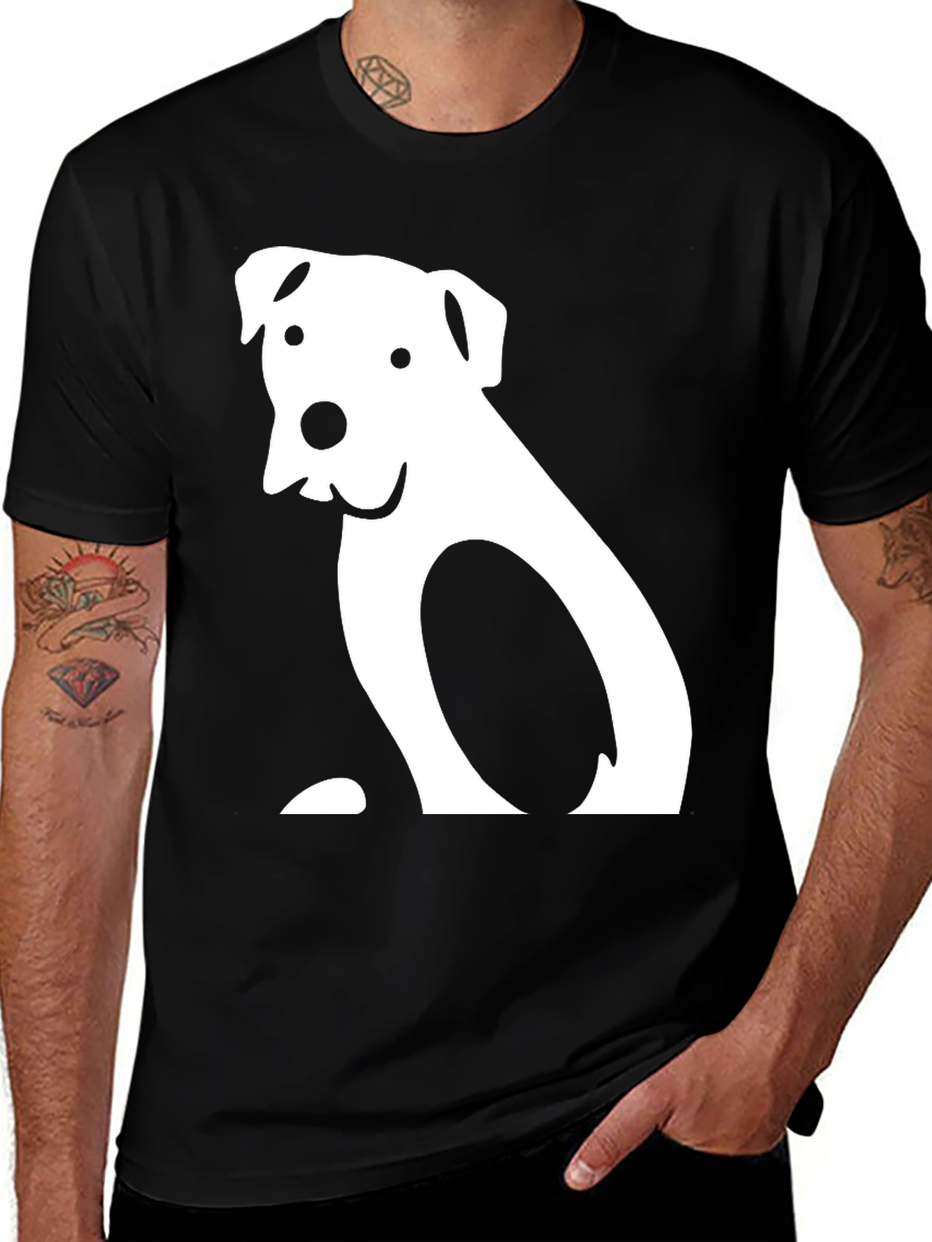 Dog Graphic T-Shirt - Black Cotton Tee