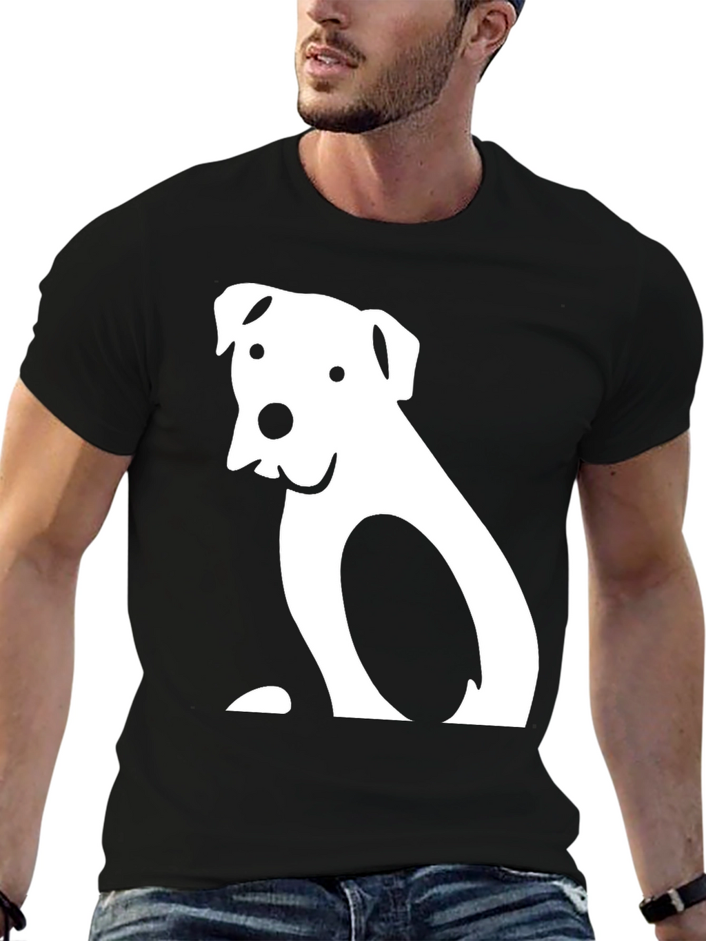 Dog Graphic T-Shirt - Black Cotton Tee