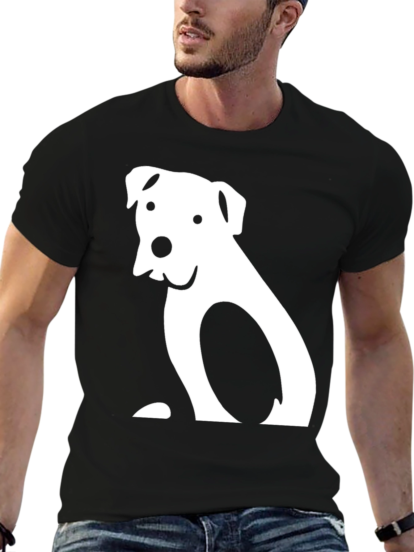 Dog Graphic T-Shirt - Black Cotton Tee