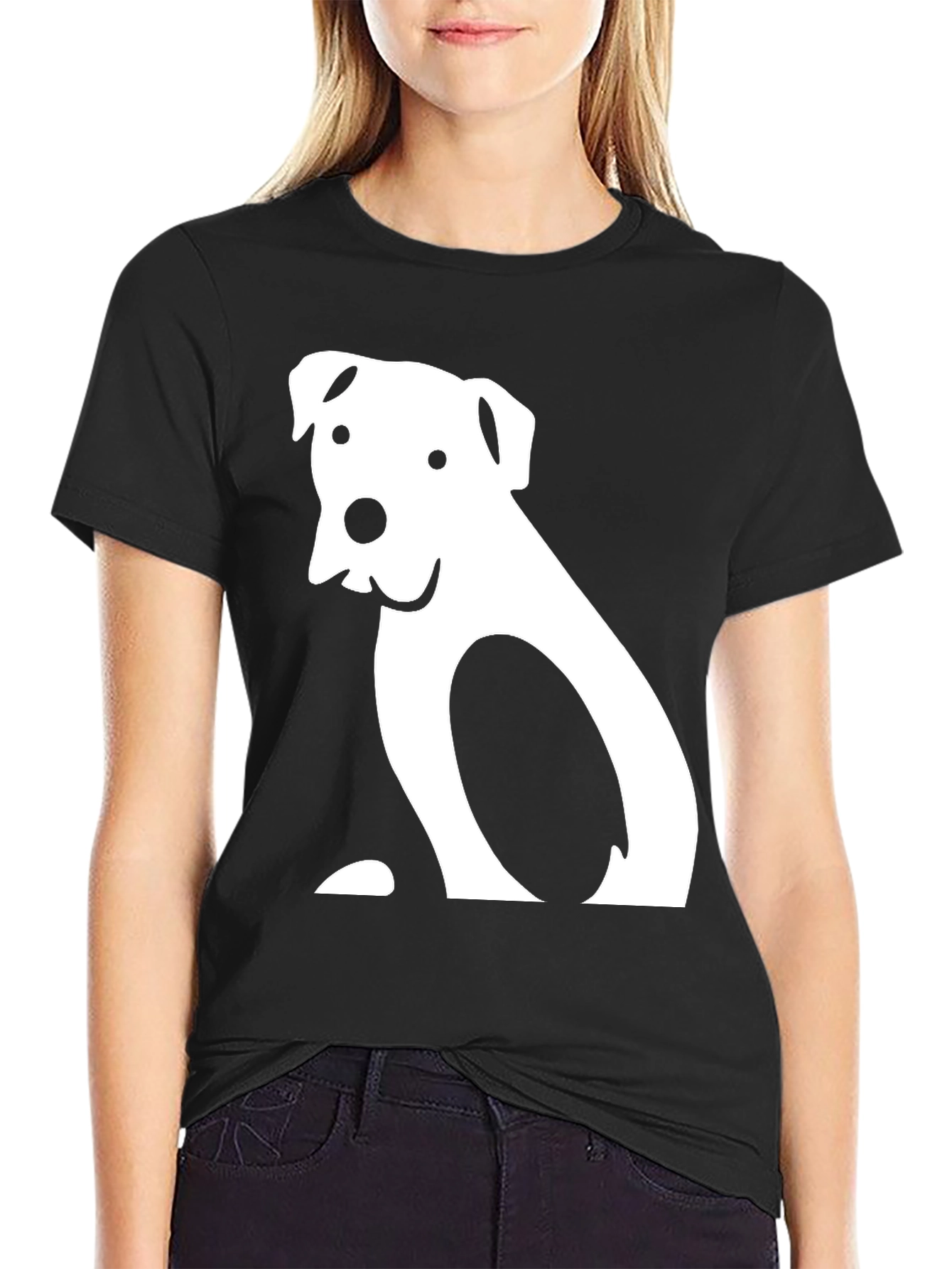 Dog Graphic T-Shirt - Black Cotton Tee