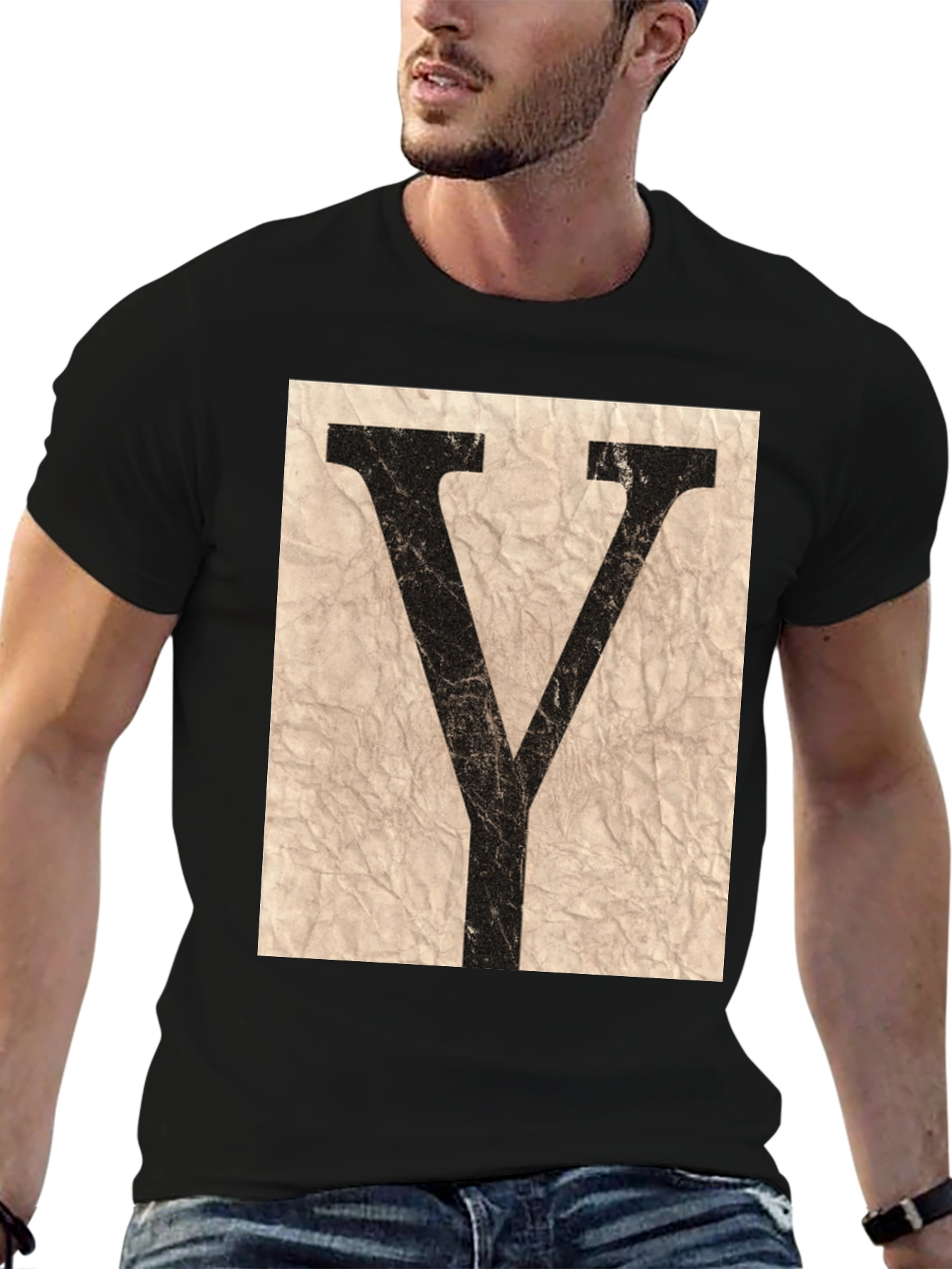 Letter Y Graphic Tee - Vintage Style