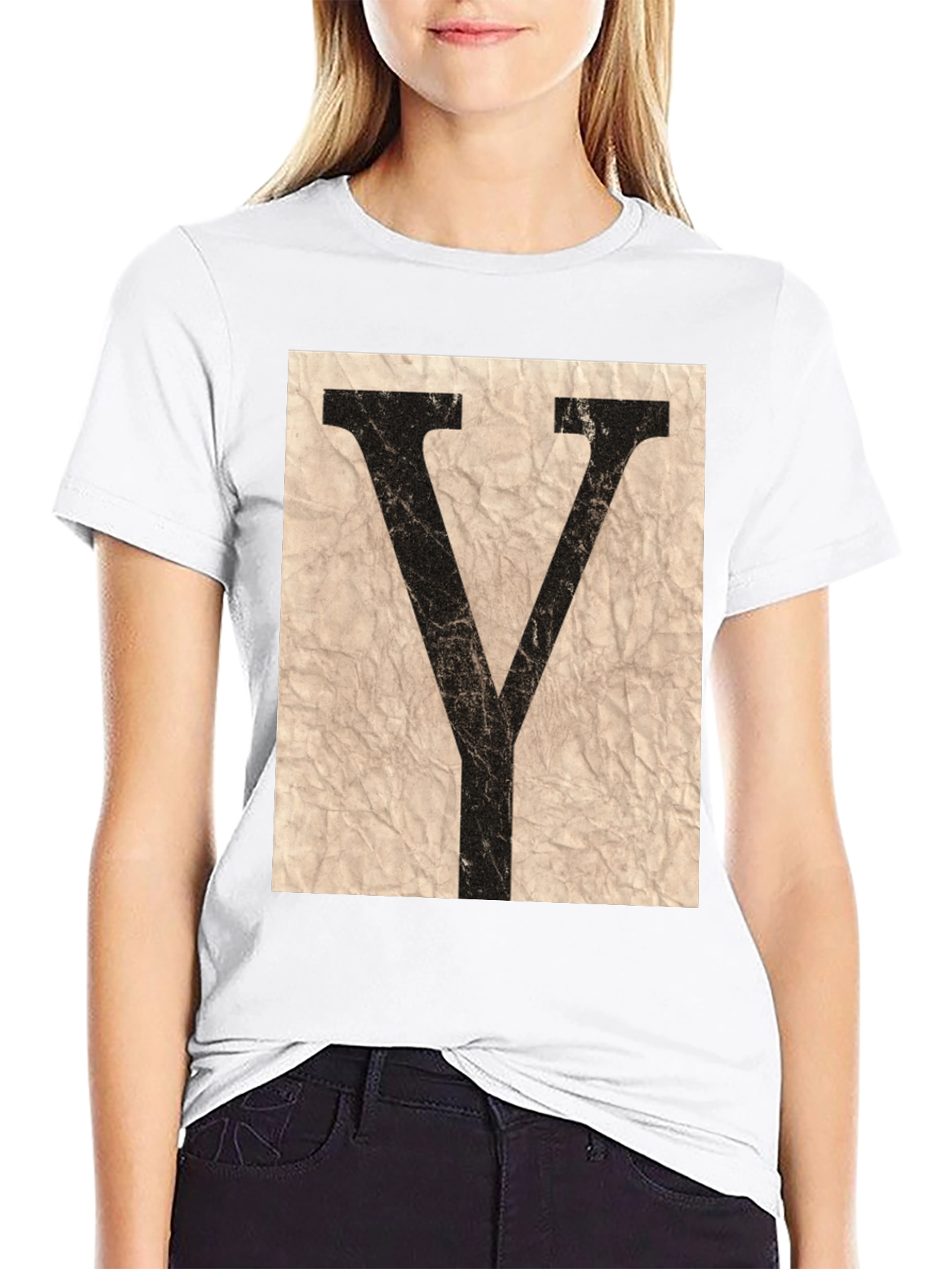 Letter Y Graphic Tee - Vintage Style
