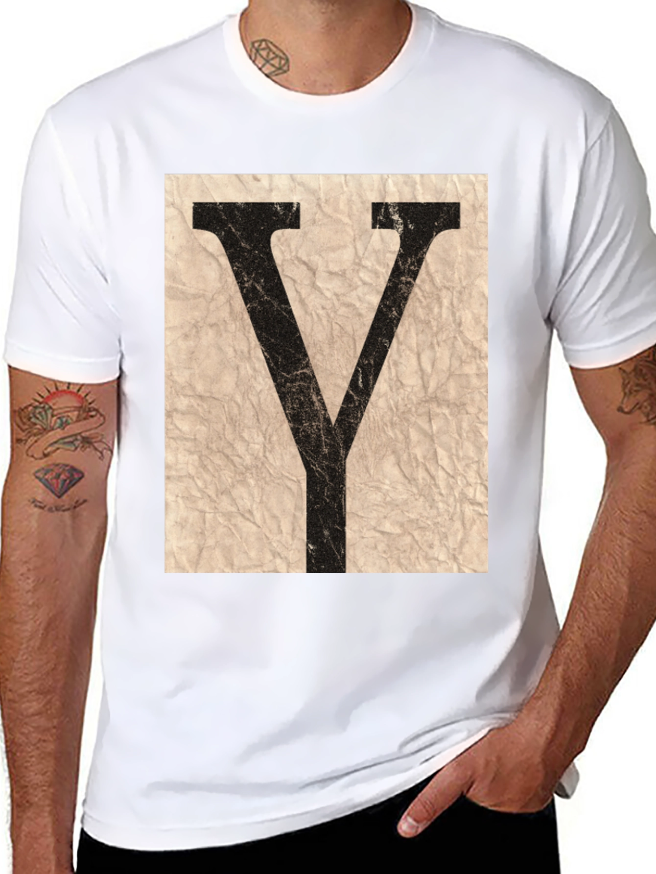 Letter Y Graphic Tee - Vintage Style