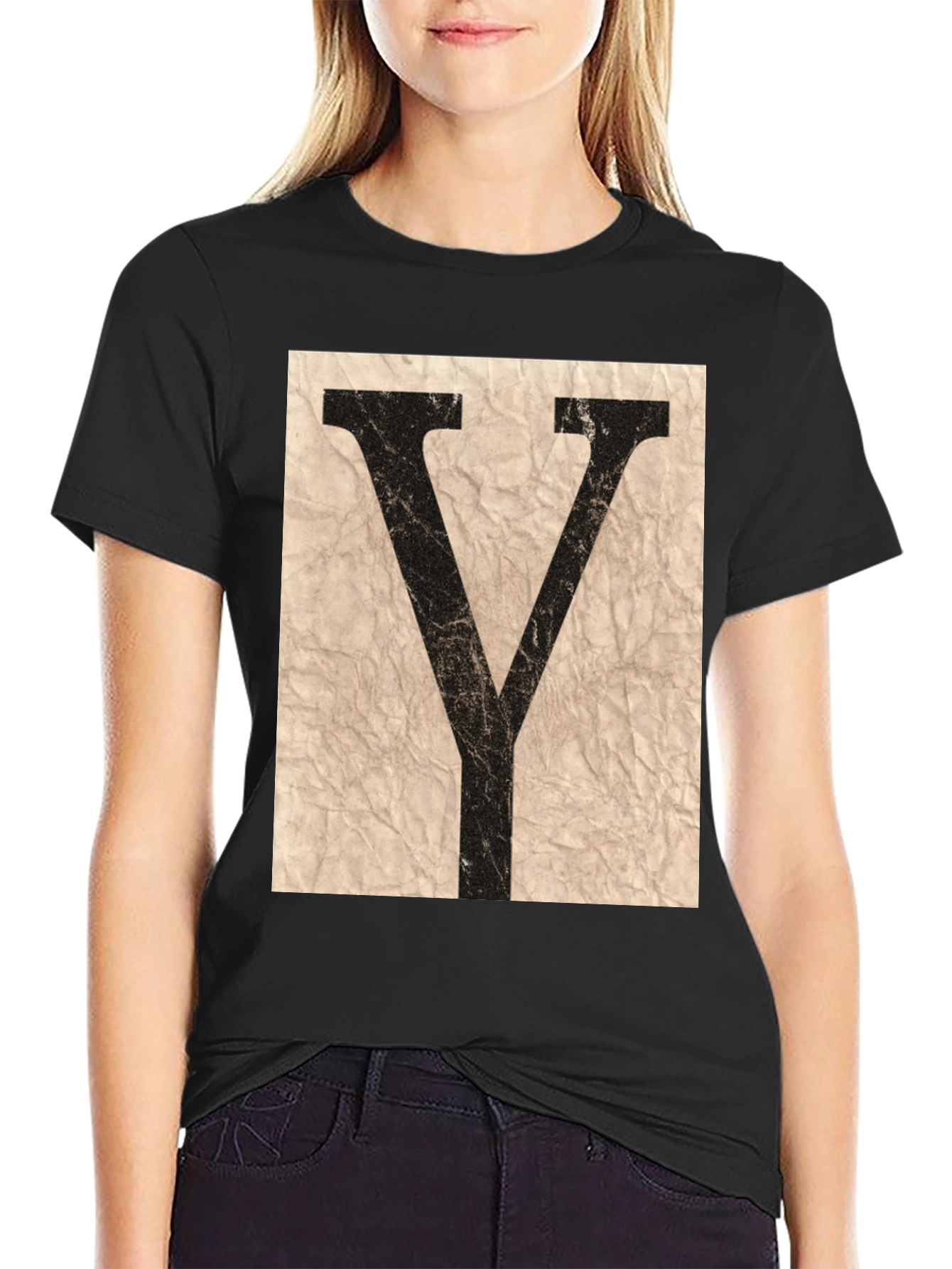 Letter Y Graphic Tee - Vintage Style
