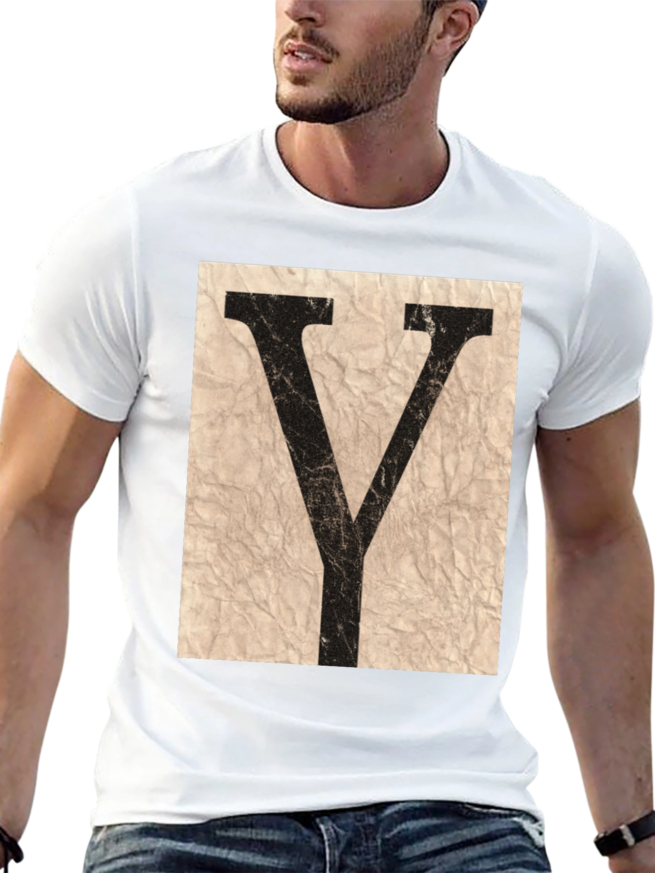 Letter Y Graphic Tee - Vintage Style