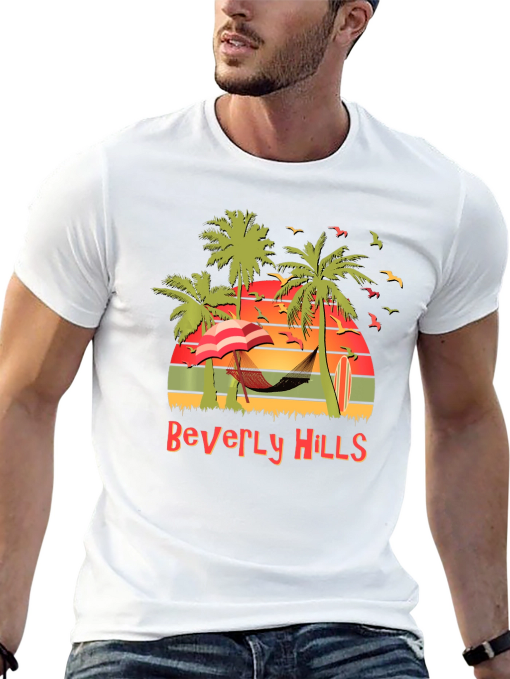 Beverly Hills Beach Scene Graphic Tee