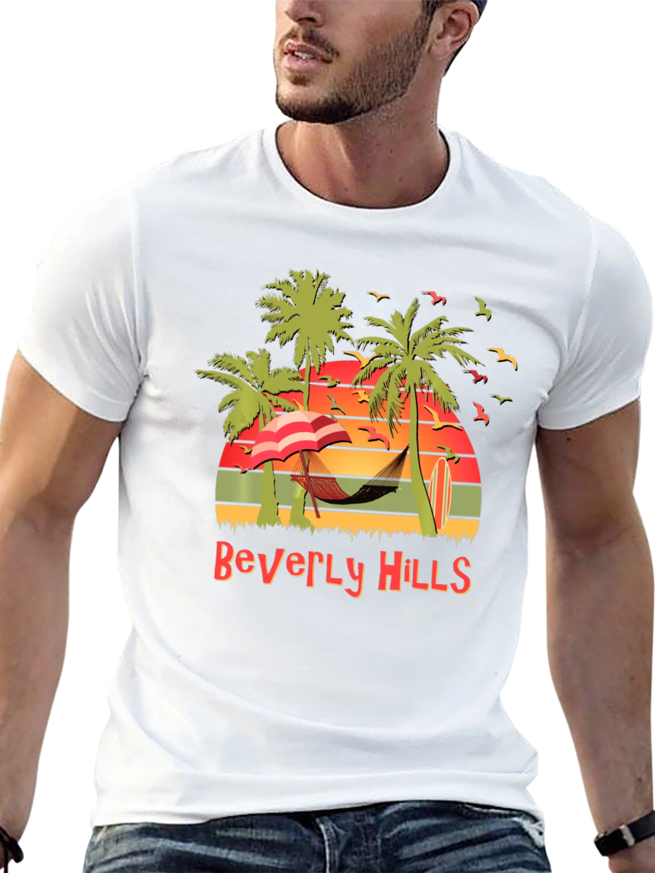Beverly Hills Beach Scene Graphic Tee