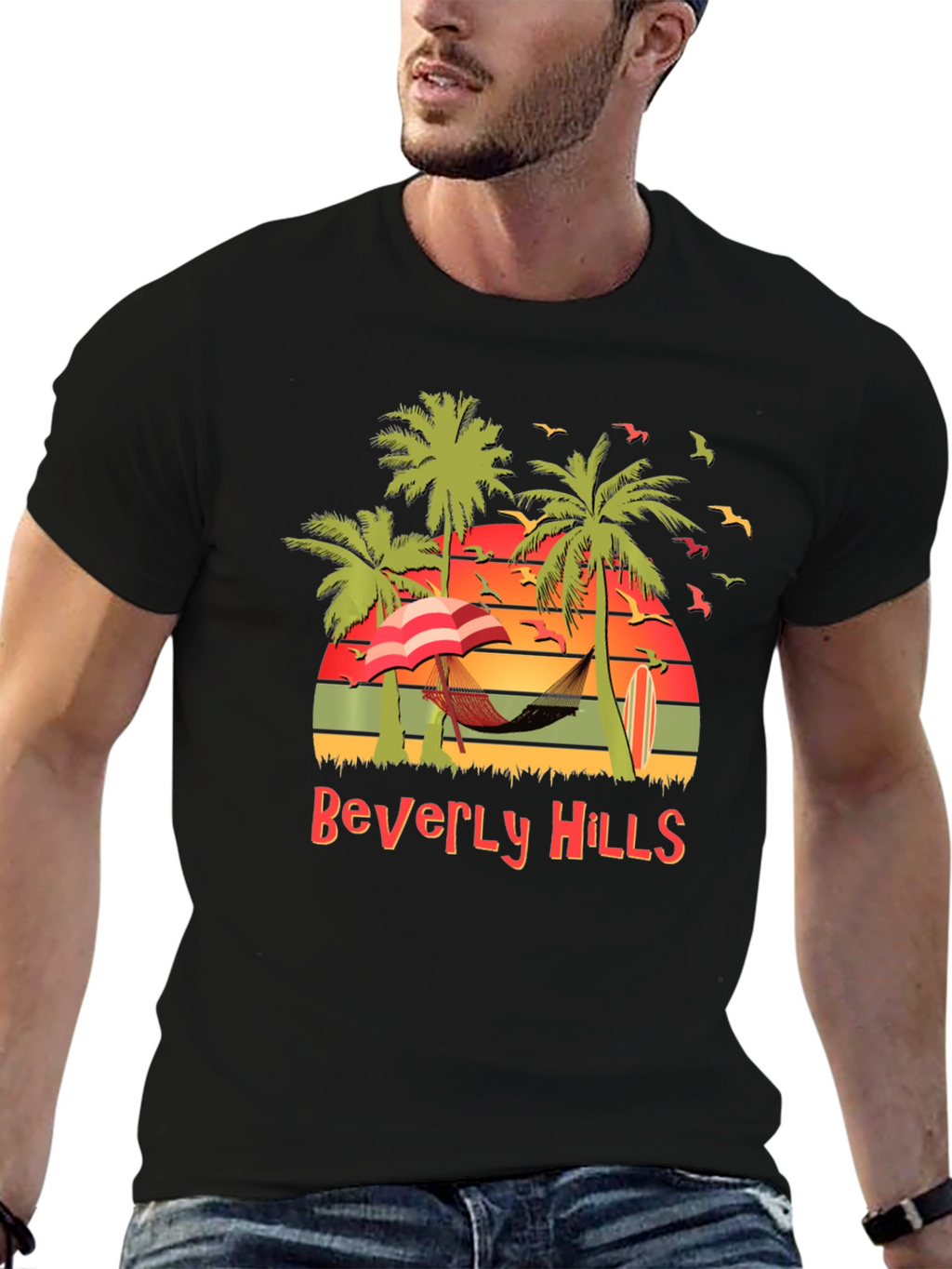 Beverly Hills Beach Scene Graphic Tee