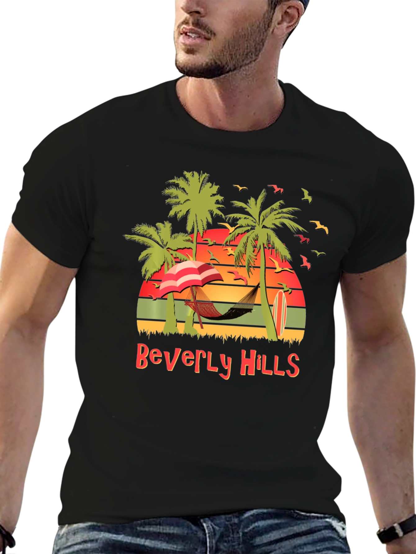 Beverly Hills Beach Scene Graphic Tee