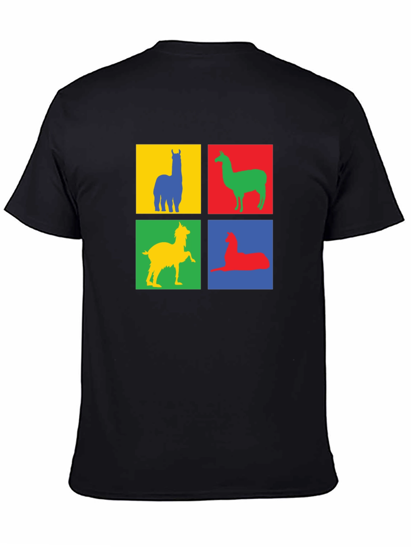 Colorful Llama Block T-Shirt - Quirky Animal Design
