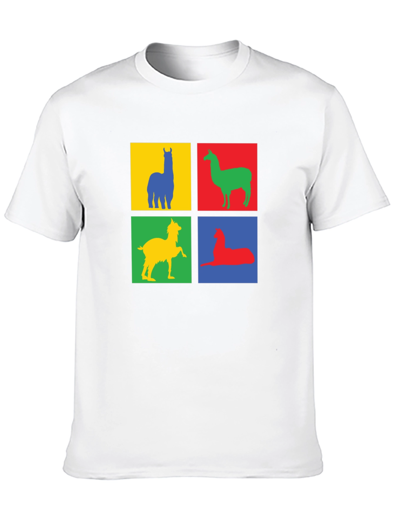 Colorful Llama Block T-Shirt - Quirky Animal Design