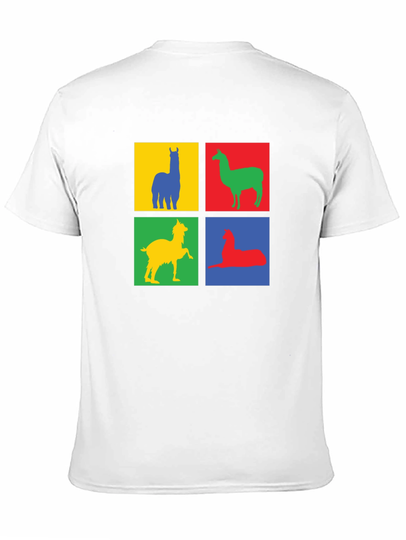 Colorful Llama Block T-Shirt - Quirky Animal Design