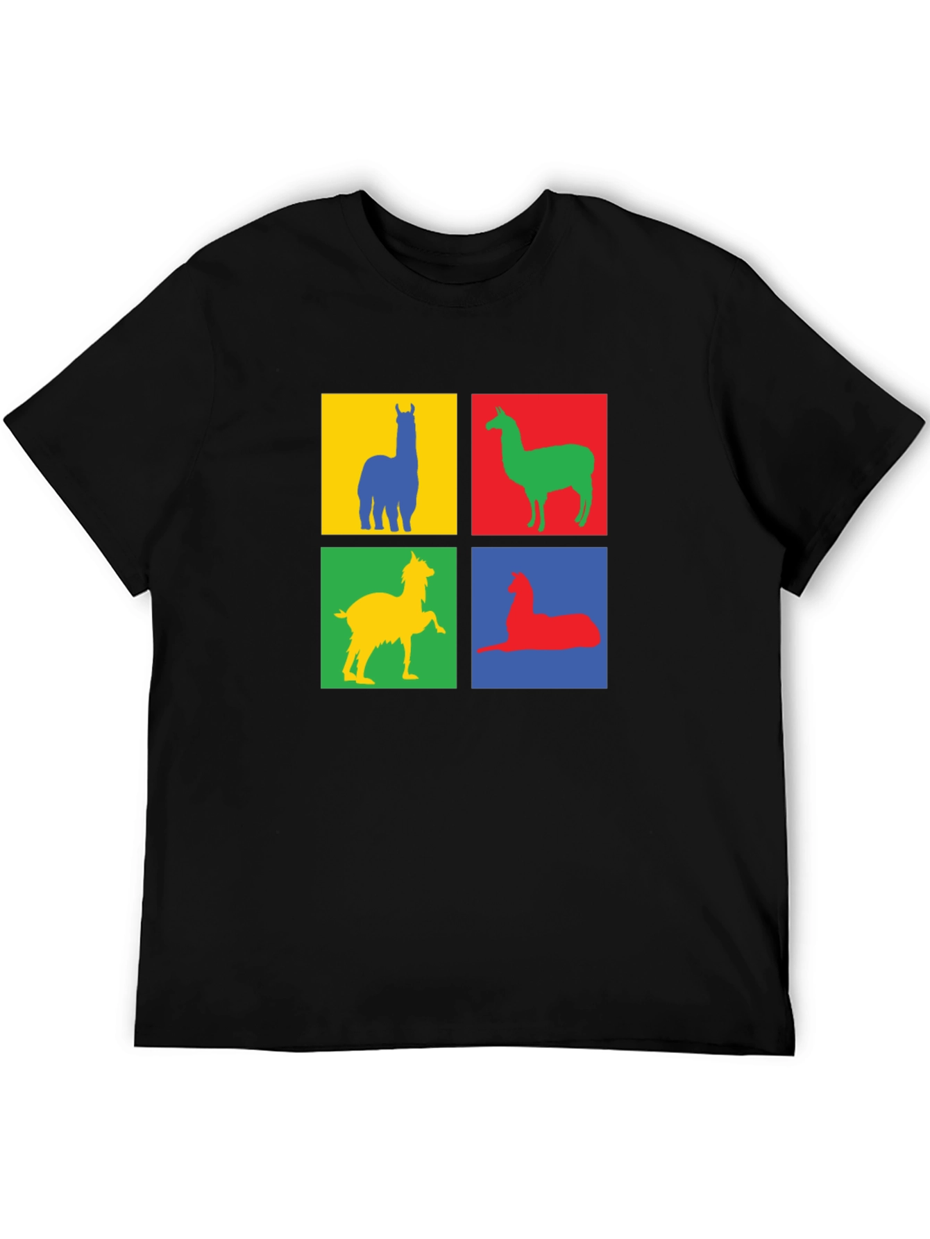 Colorful Llama Block T-Shirt - Quirky Animal Design