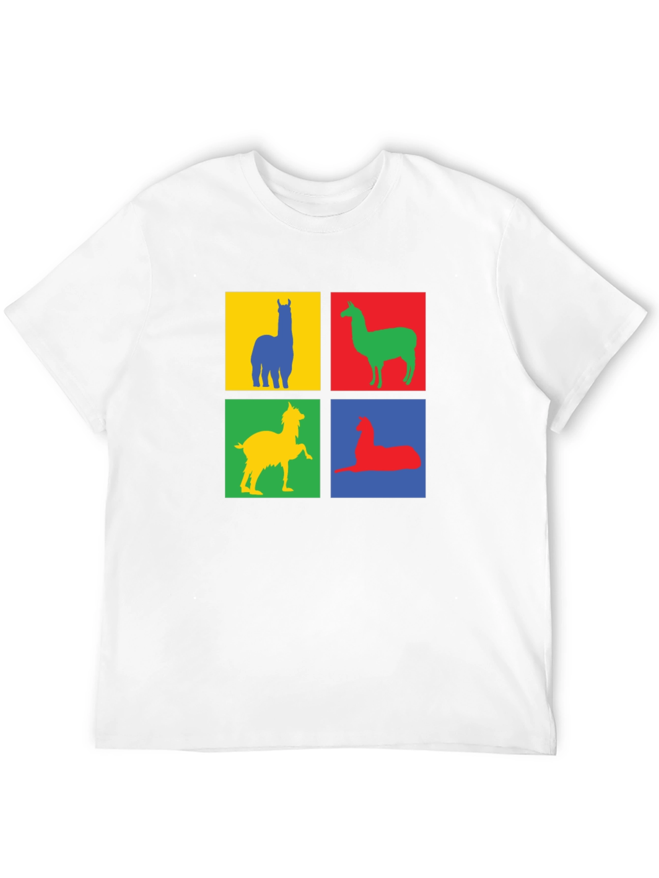 Colorful Llama Block T-Shirt - Quirky Animal Design