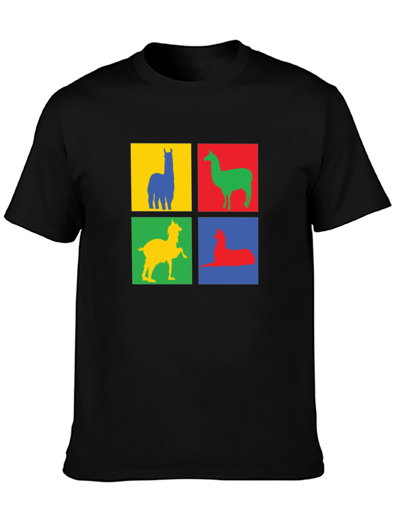 Colorful Llama Block T-Shirt - Quirky Animal Design