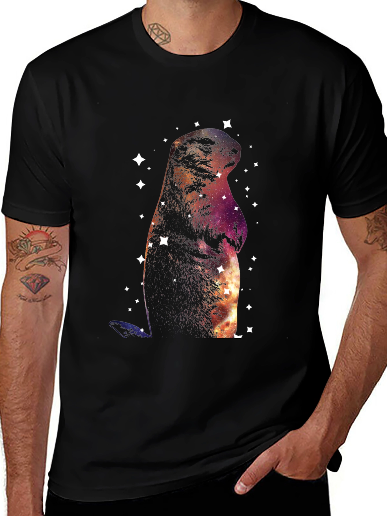 Cosmic Groundhog T-Shirt - Galaxy Space Marmot Tee