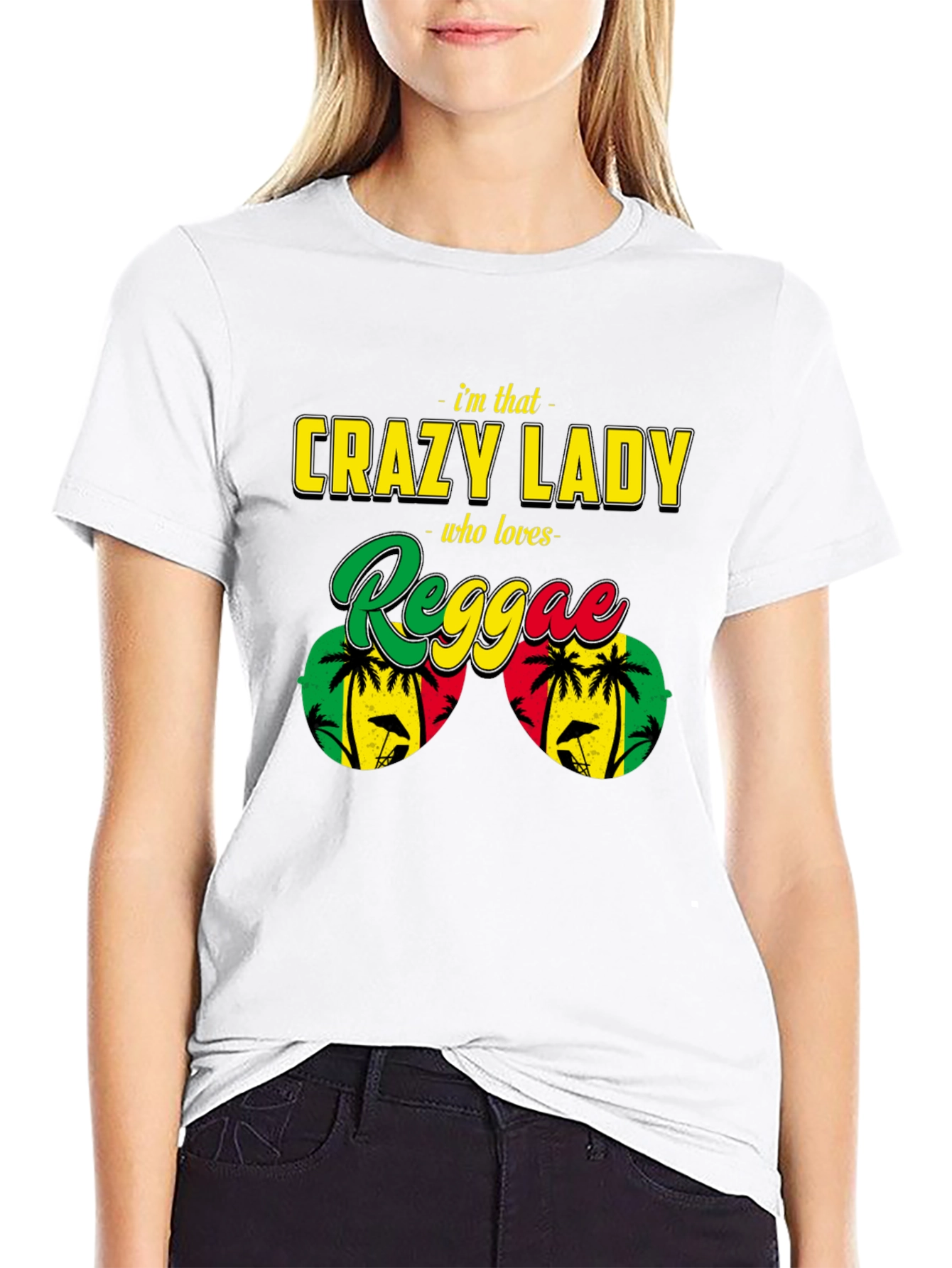 Crazy Reggae Lady T-Shirt - Rasta Jamaican Music