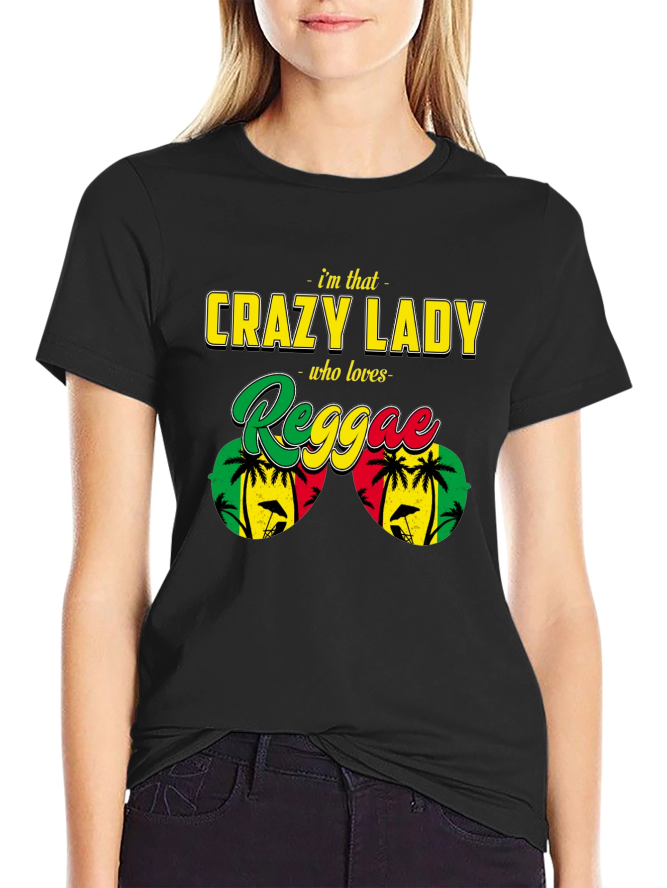 Crazy Reggae Lady T-Shirt - Rasta Jamaican Music