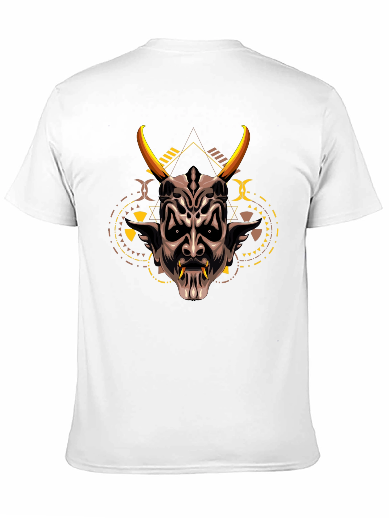 Demon Mask Graphic Print Black T-Shirt