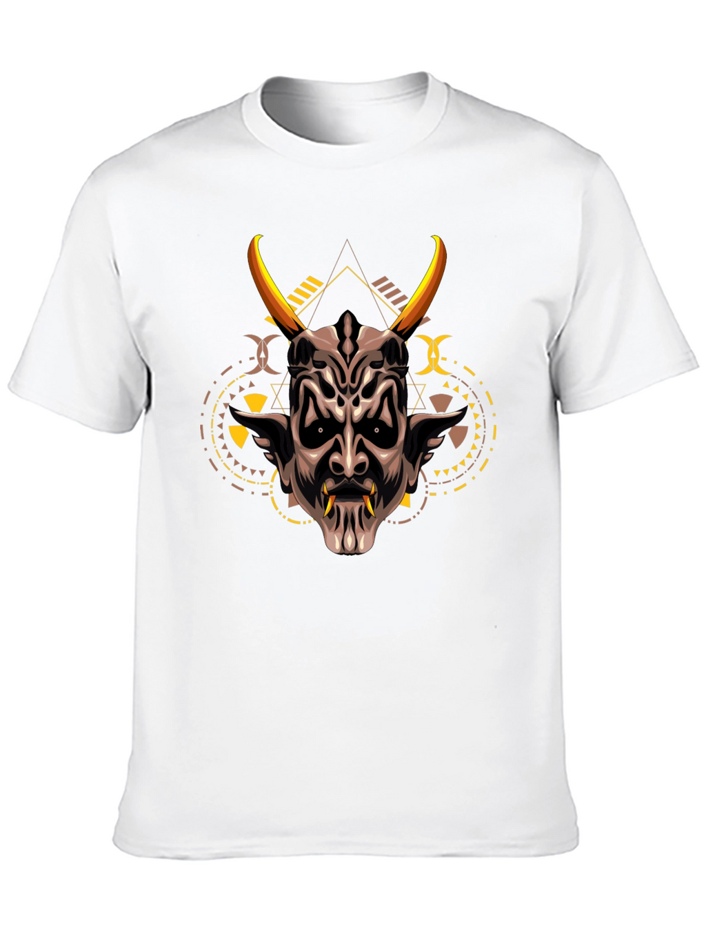 Demon Mask Graphic Print Black T-Shirt
