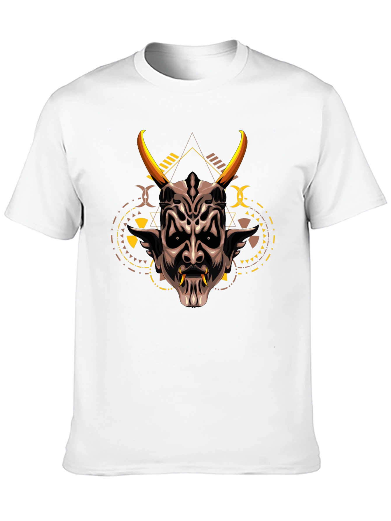Demon Mask Graphic Print Black T-Shirt