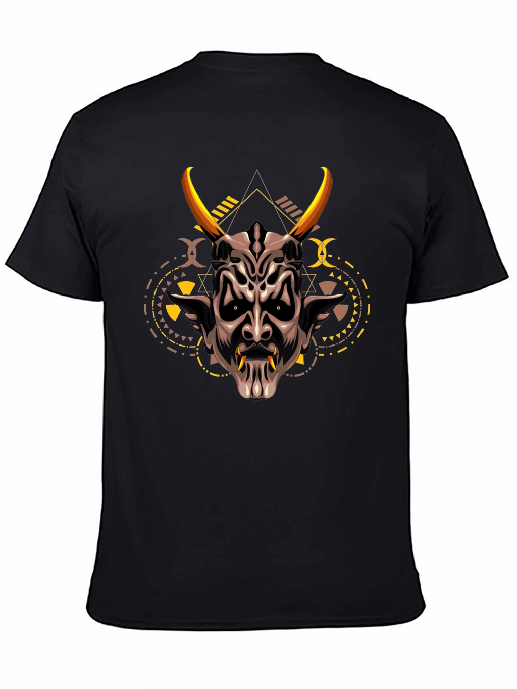 Demon Mask Graphic Print Black T-Shirt