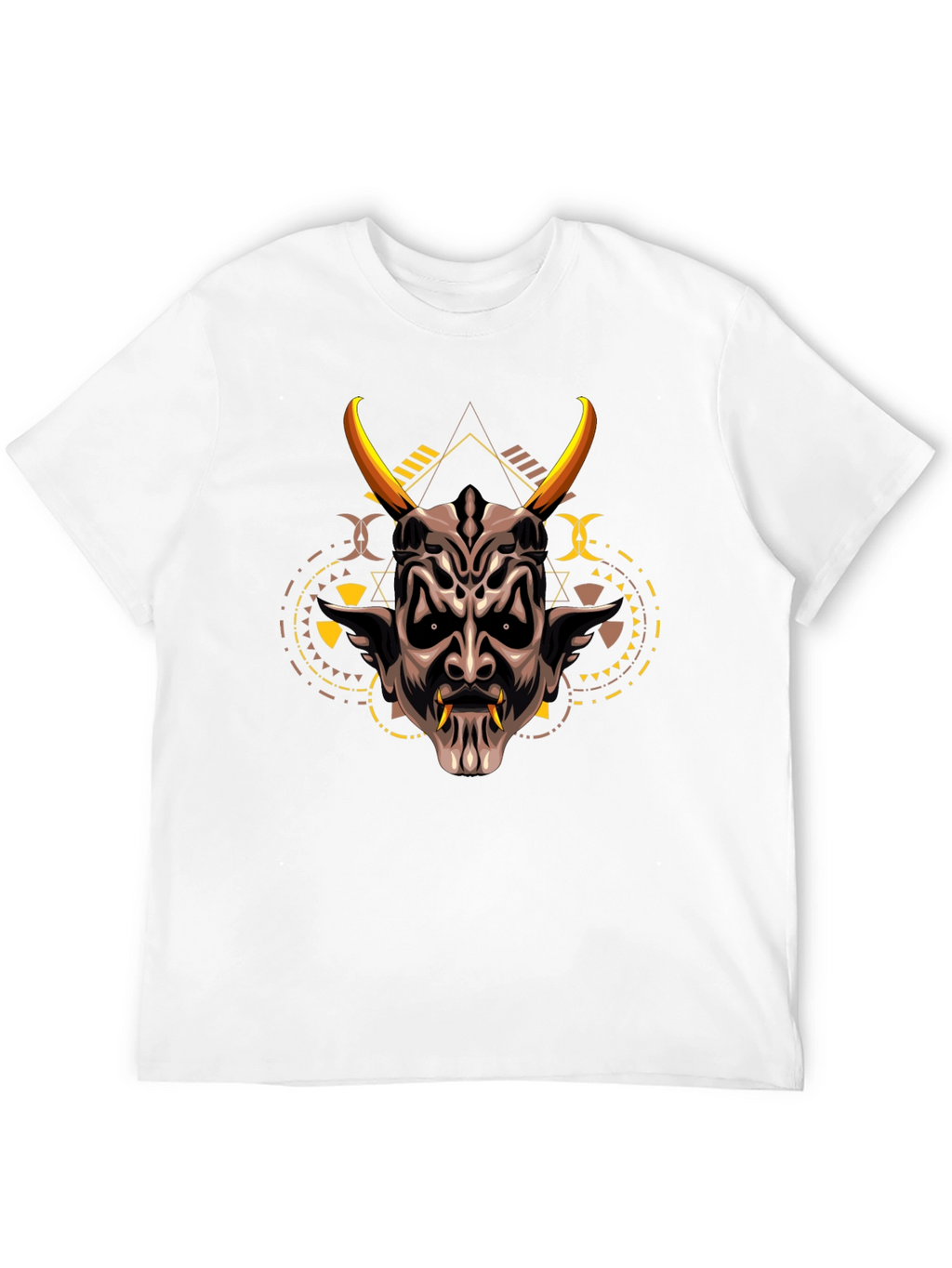 Demon Mask Graphic Print Black T-Shirt