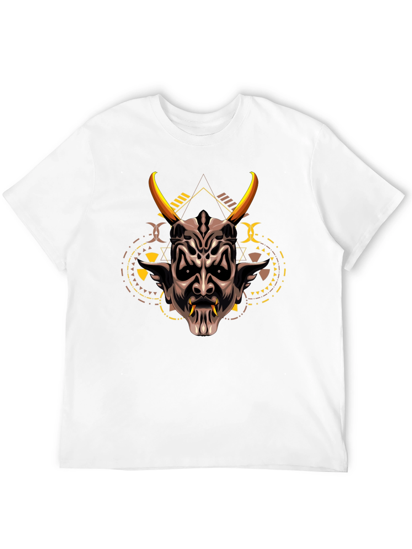 Demon Mask Graphic Print Black T-Shirt