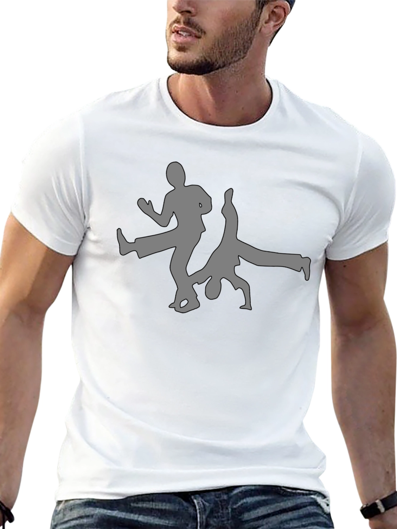 Capoeira Silhouette Graphic Tee - Black Cotton T-Shirt