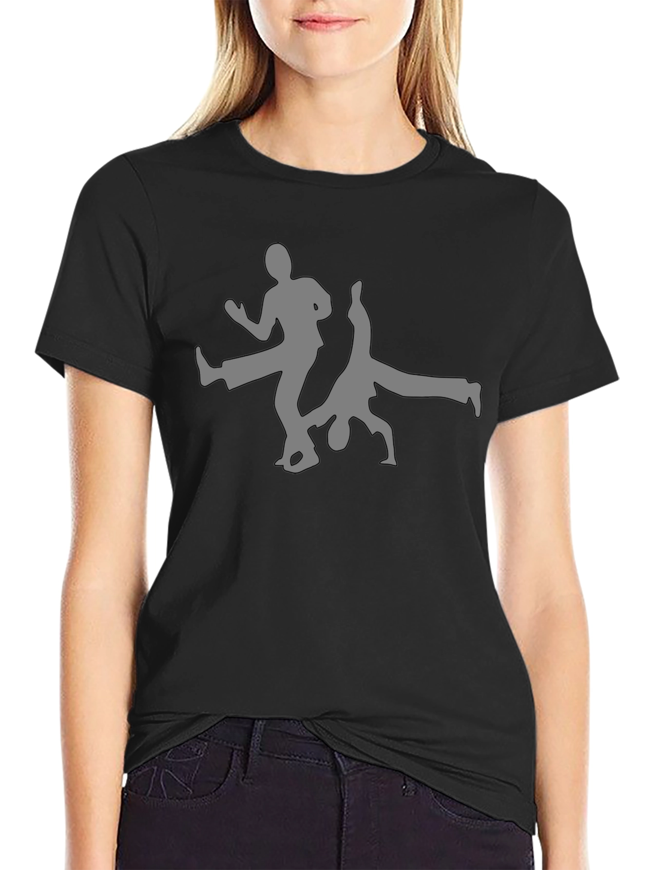 Capoeira Silhouette Graphic Tee - Black Cotton T-Shirt
